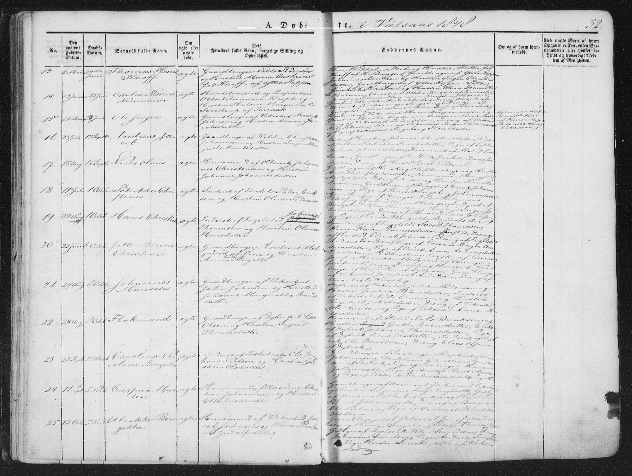 Ministerialprotokoller, klokkerbøker og fødselsregistre - Nordland, SAT/A-1459/810/L0144: Parish register (official) no. 810A07 /1, 1841-1862, p. 32
