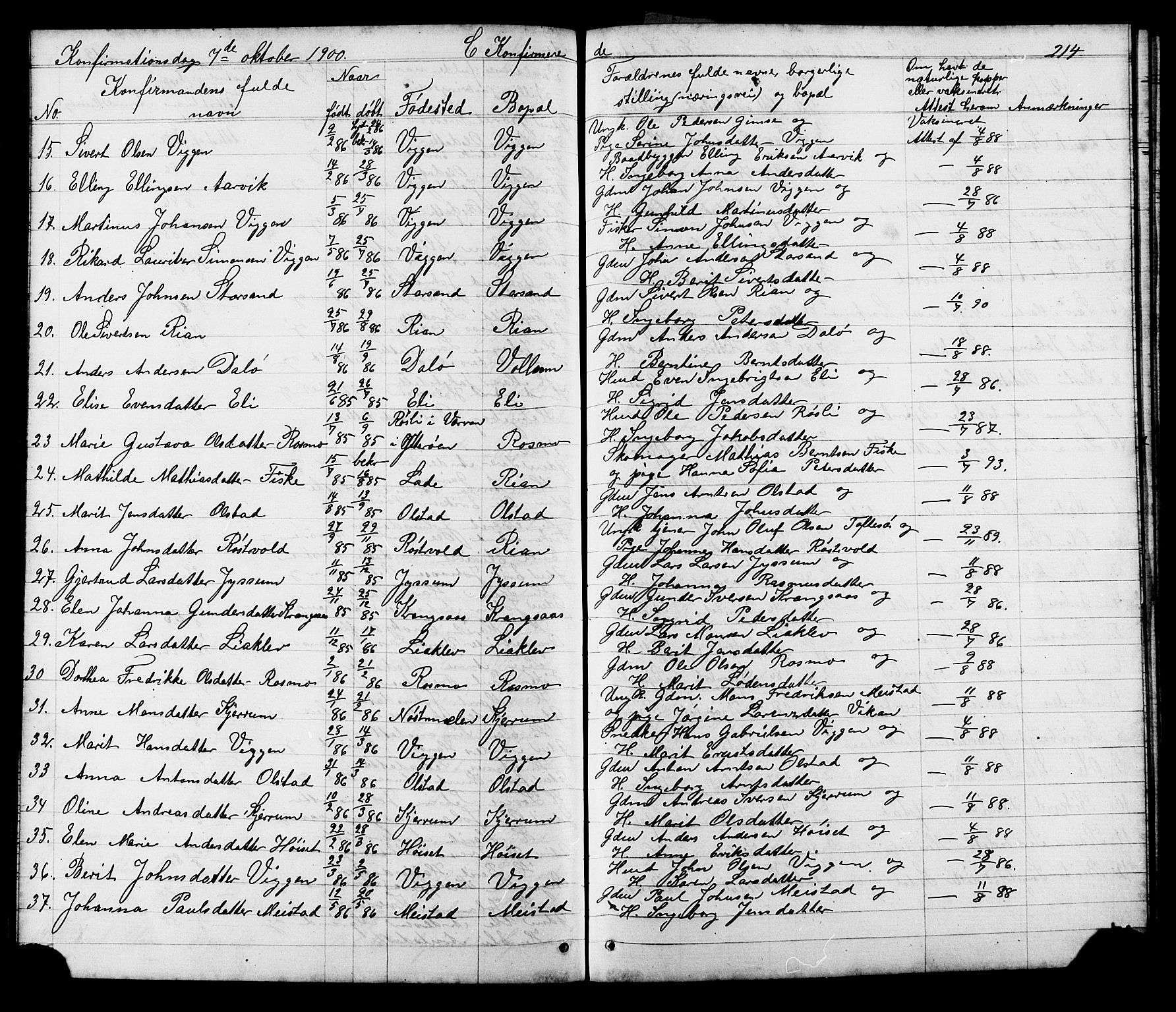 Ministerialprotokoller, klokkerbøker og fødselsregistre - Sør-Trøndelag, SAT/A-1456/665/L0777: Parish register (copy) no. 665C02, 1867-1915, p. 214