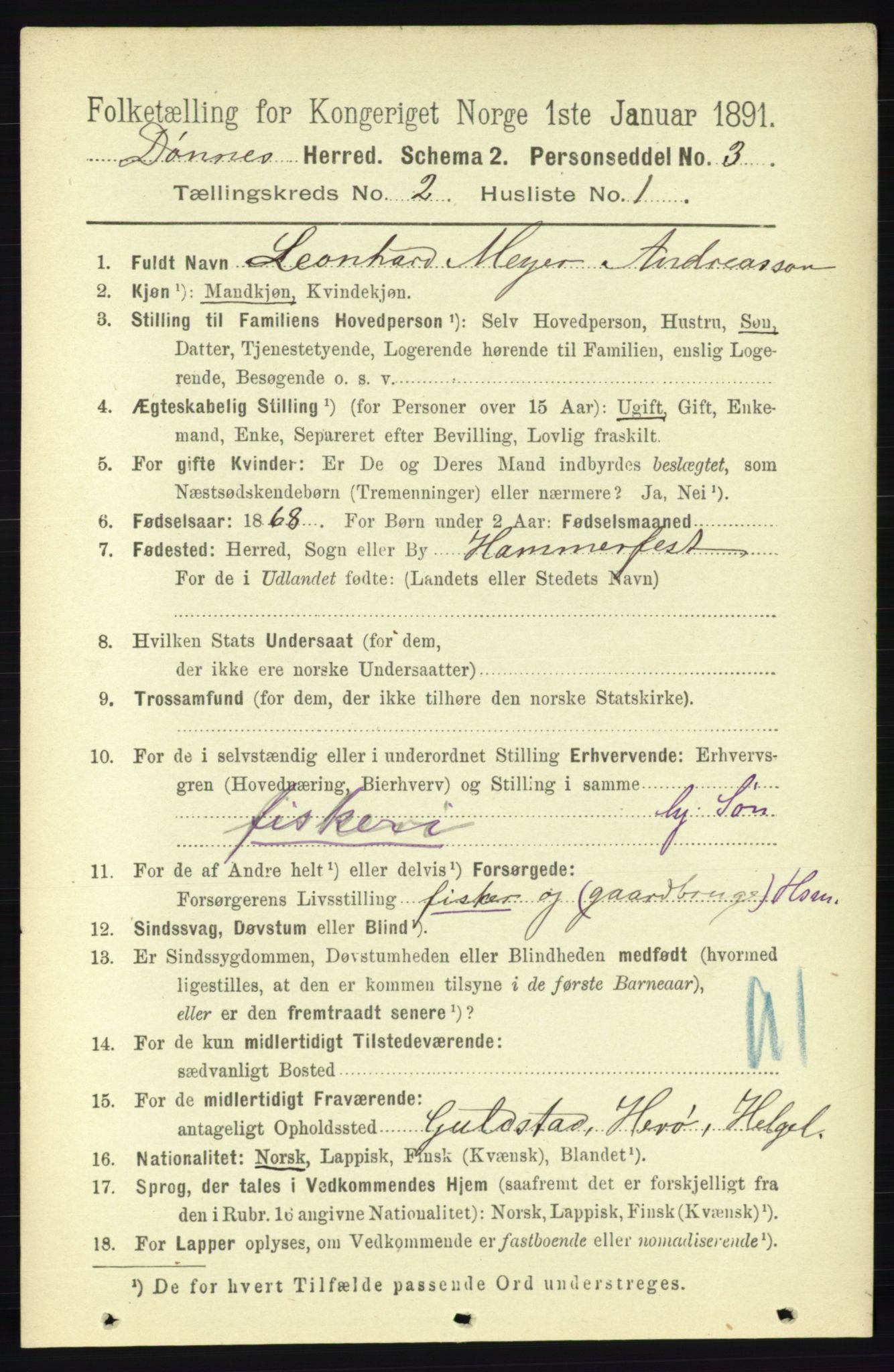 RA, 1891 census for 1827 Dønnes, 1891, p. 699