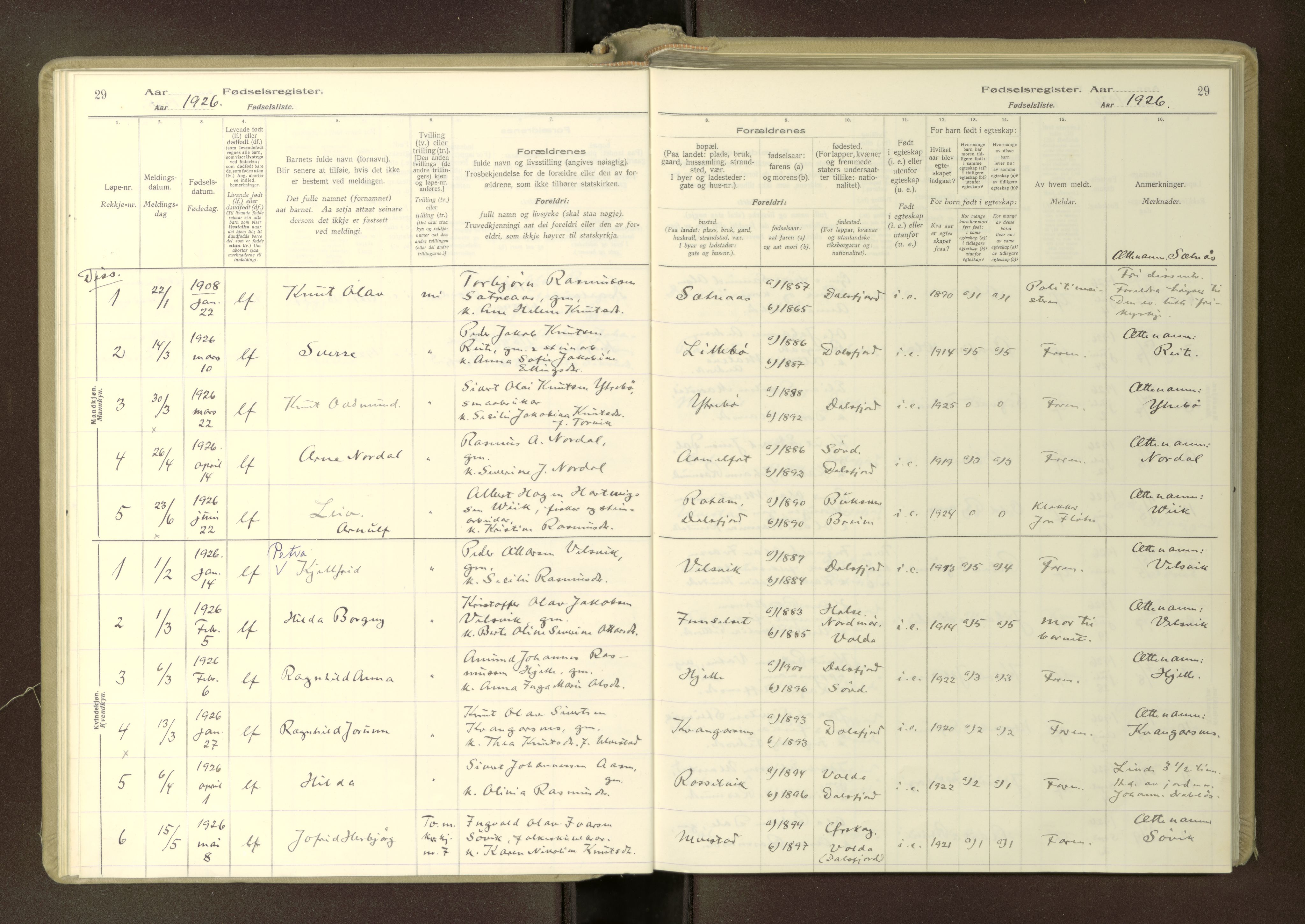 Ministerialprotokoller, klokkerbøker og fødselsregistre - Møre og Romsdal, AV/SAT-A-1454/512/L0173: Birth register no. 512---, 1916-1982, p. 29