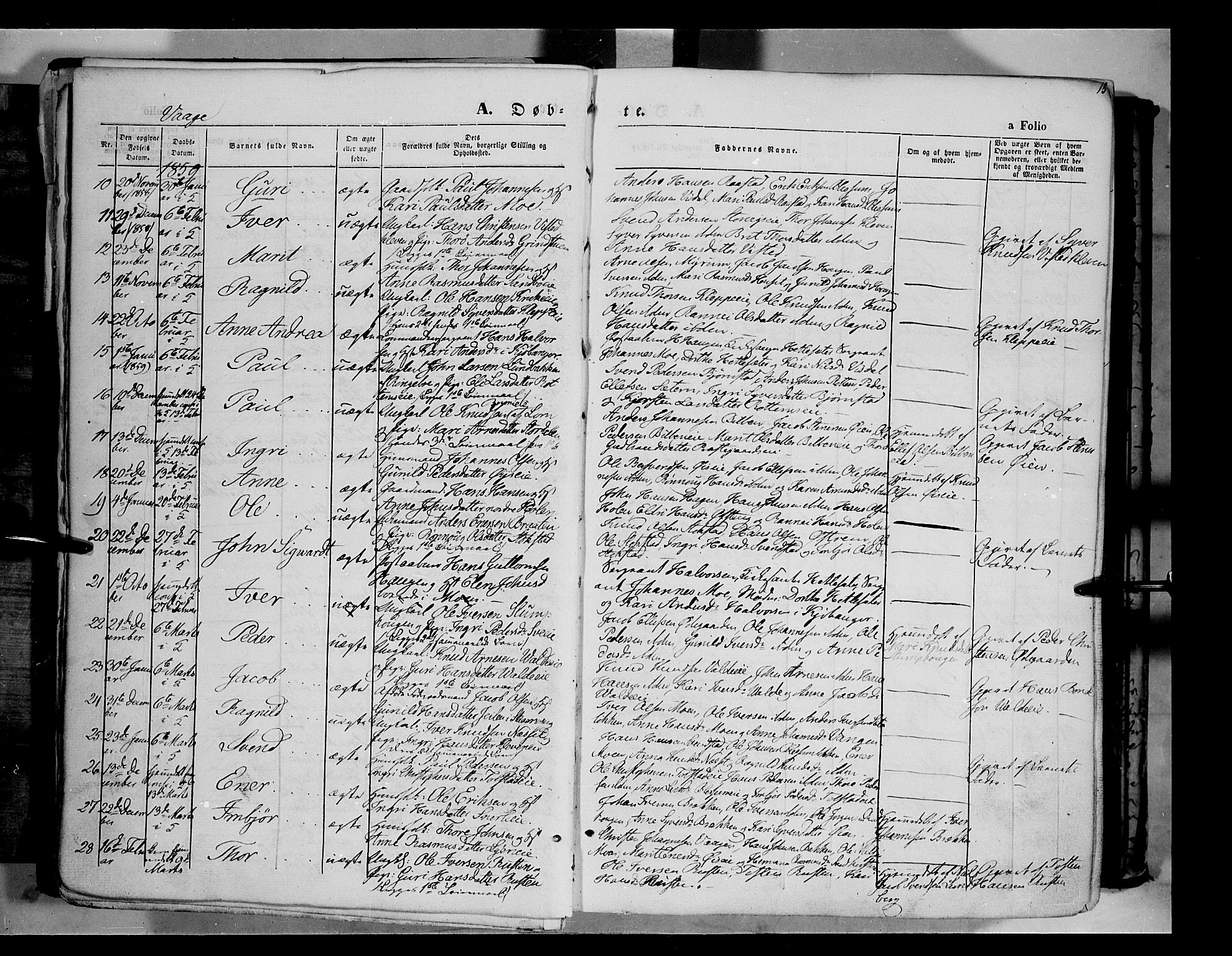 Vågå prestekontor, AV/SAH-PREST-076/H/Ha/Haa/L0006: Parish register (official) no. 6 /1, 1856-1872, p. 15