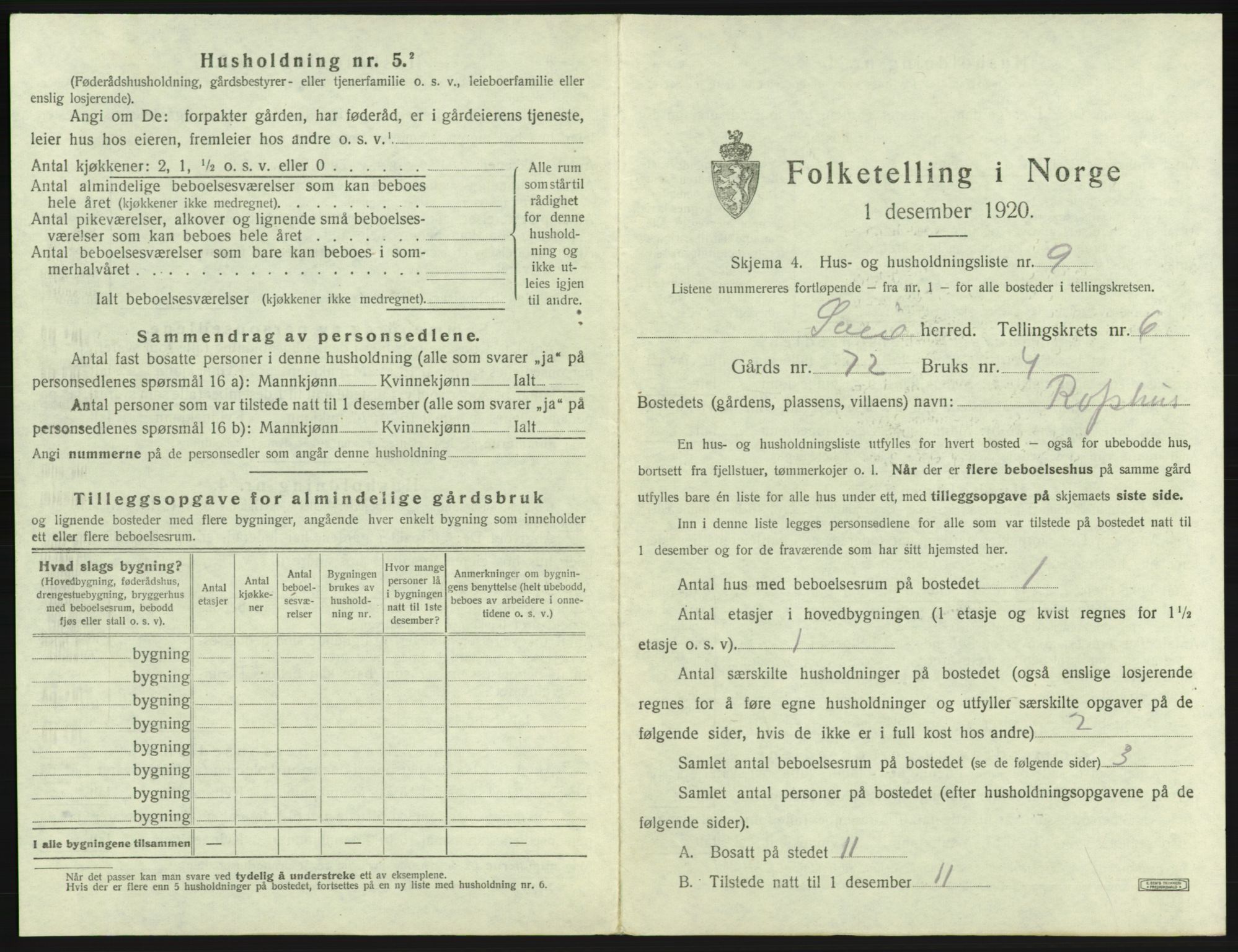 SAB, 1920 census for Sveio, 1920, p. 403