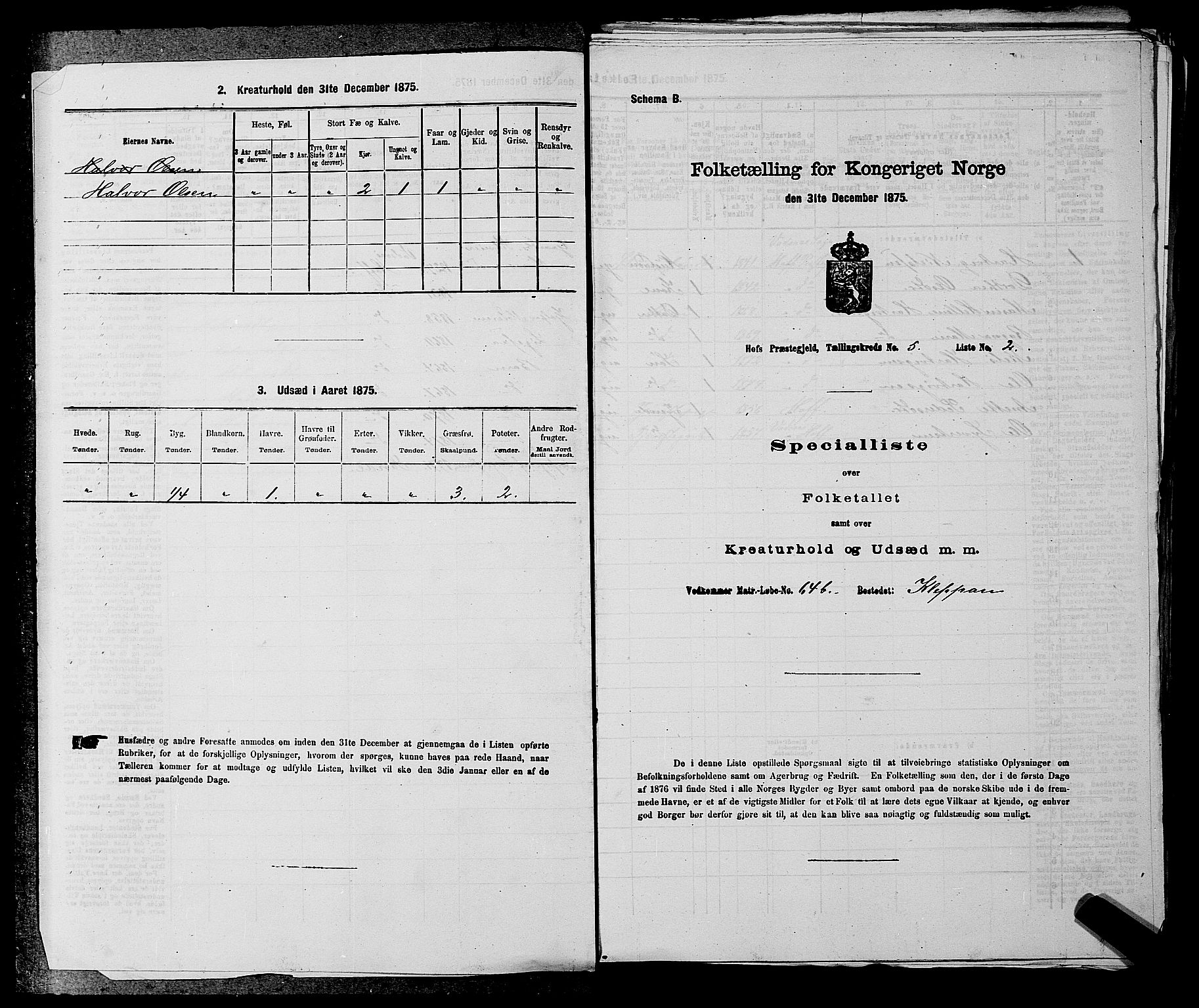SAKO, 1875 census for 0714P Hof, 1875, p. 686