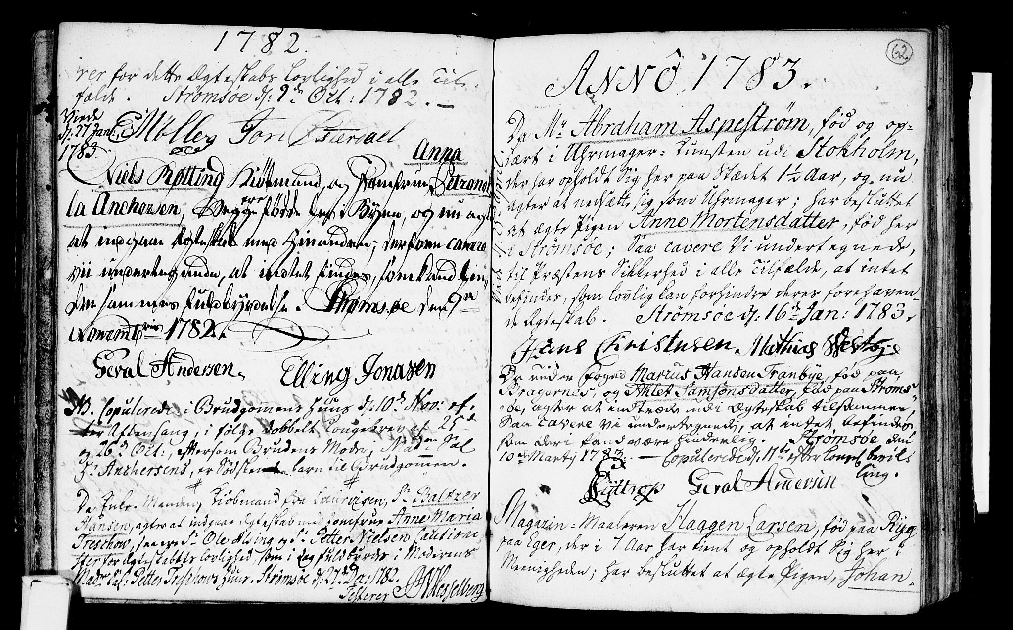 Strømsø kirkebøker, AV/SAKO-A-246/H/Hb/L0001: Best man's statements no. 1, 1752-1815, p. 62