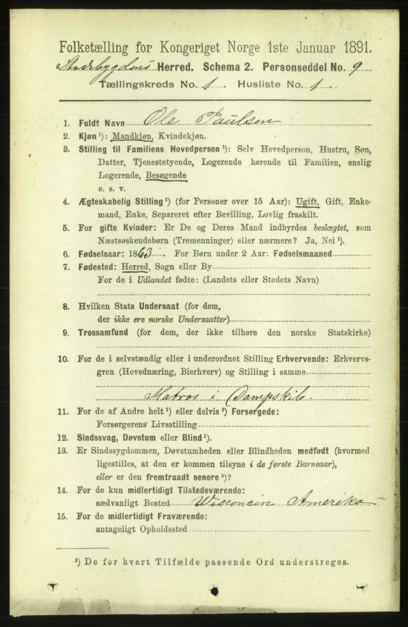 RA, 1891 census for 1625 Stadsbygd, 1891, p. 112