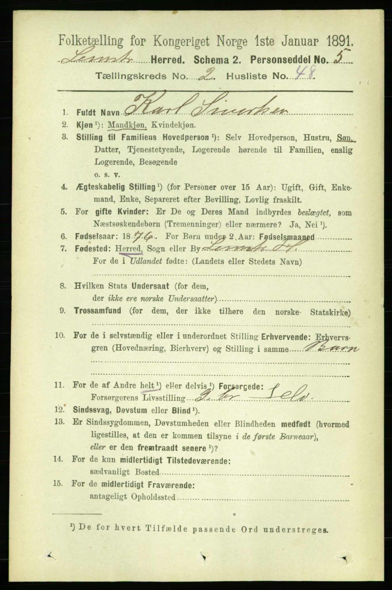 RA, 1891 census for 1654 Leinstrand, 1891, p. 804