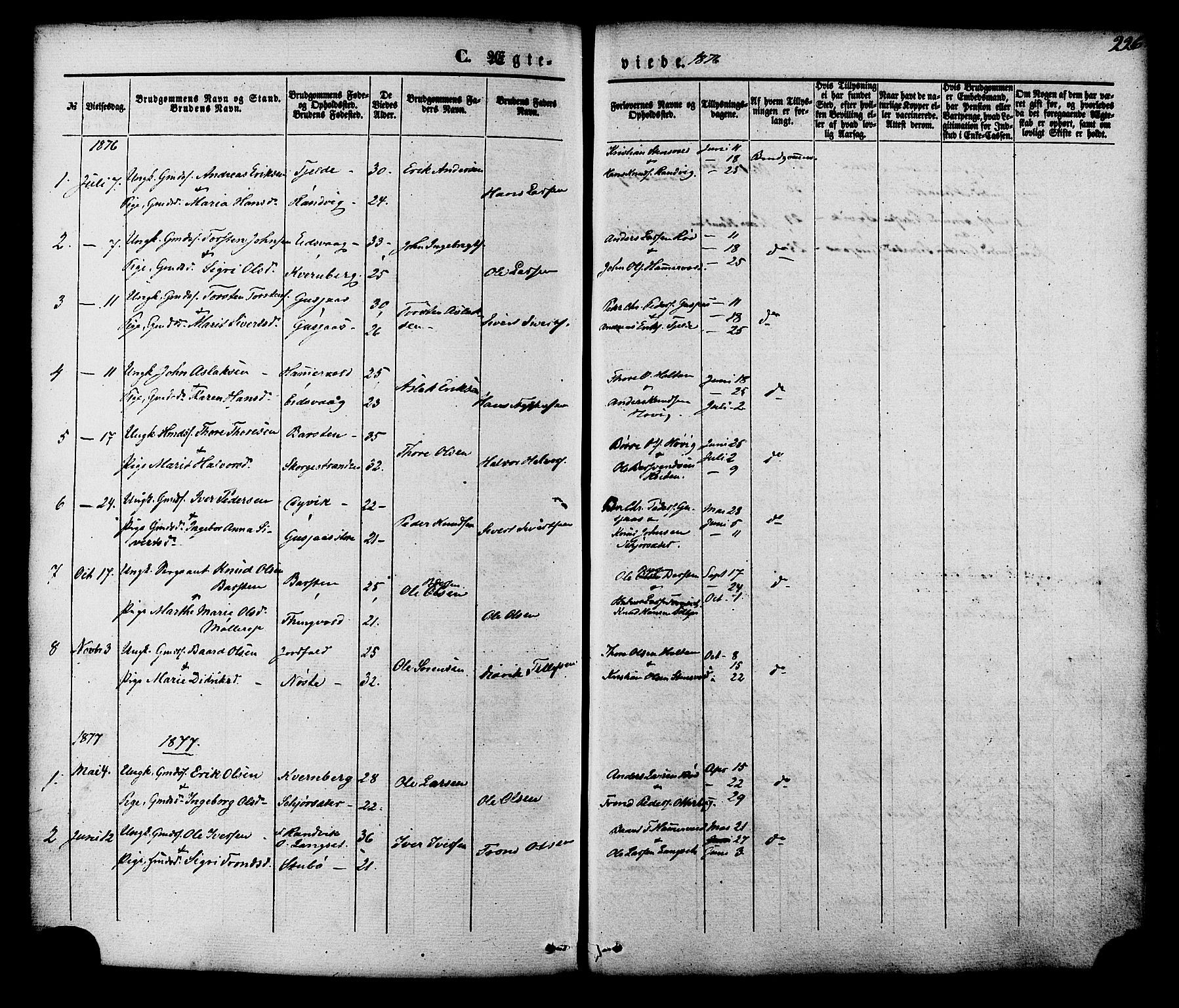 Ministerialprotokoller, klokkerbøker og fødselsregistre - Møre og Romsdal, SAT/A-1454/551/L0625: Parish register (official) no. 551A05, 1846-1879, p. 226