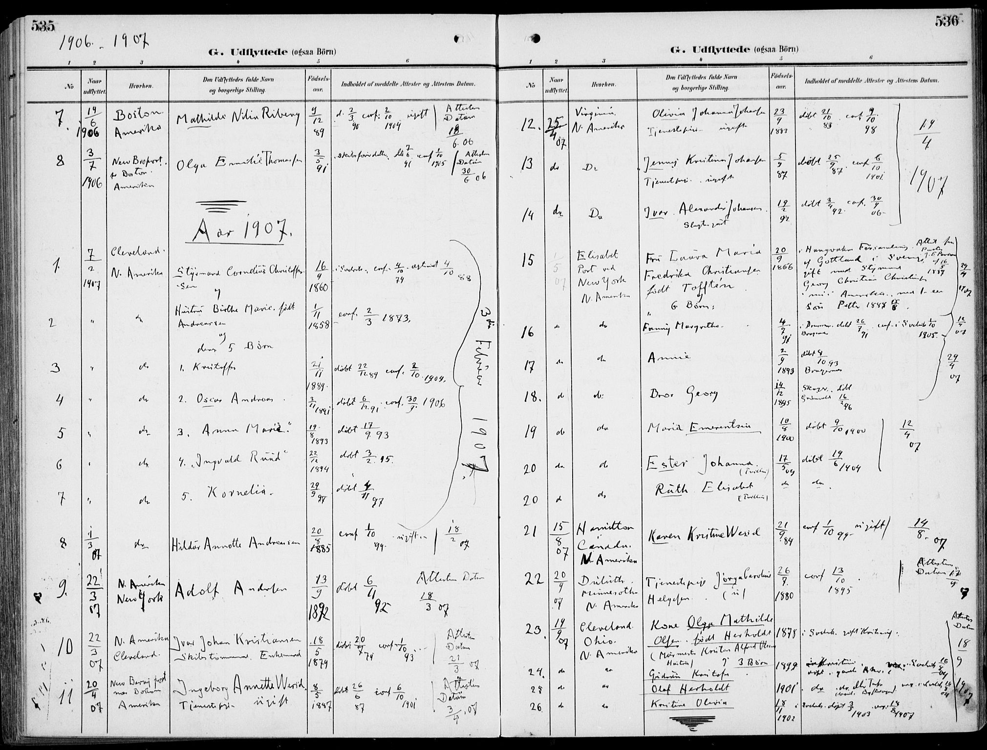 Strømm kirkebøker, AV/SAKO-A-322/F/Fb/L0002: Parish register (official) no. II 2, 1900-1919, p. 535-536