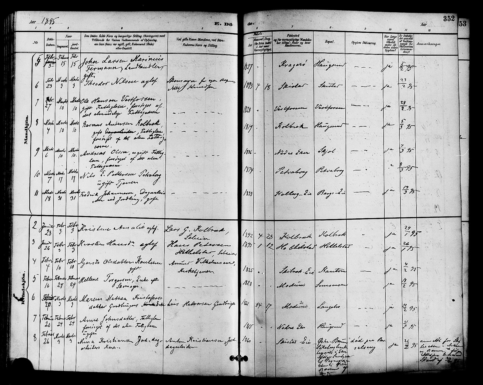 Eiker kirkebøker, SAKO/A-4/F/Fb/L0002: Parish register (official) no. II 2, 1889-1896, p. 352