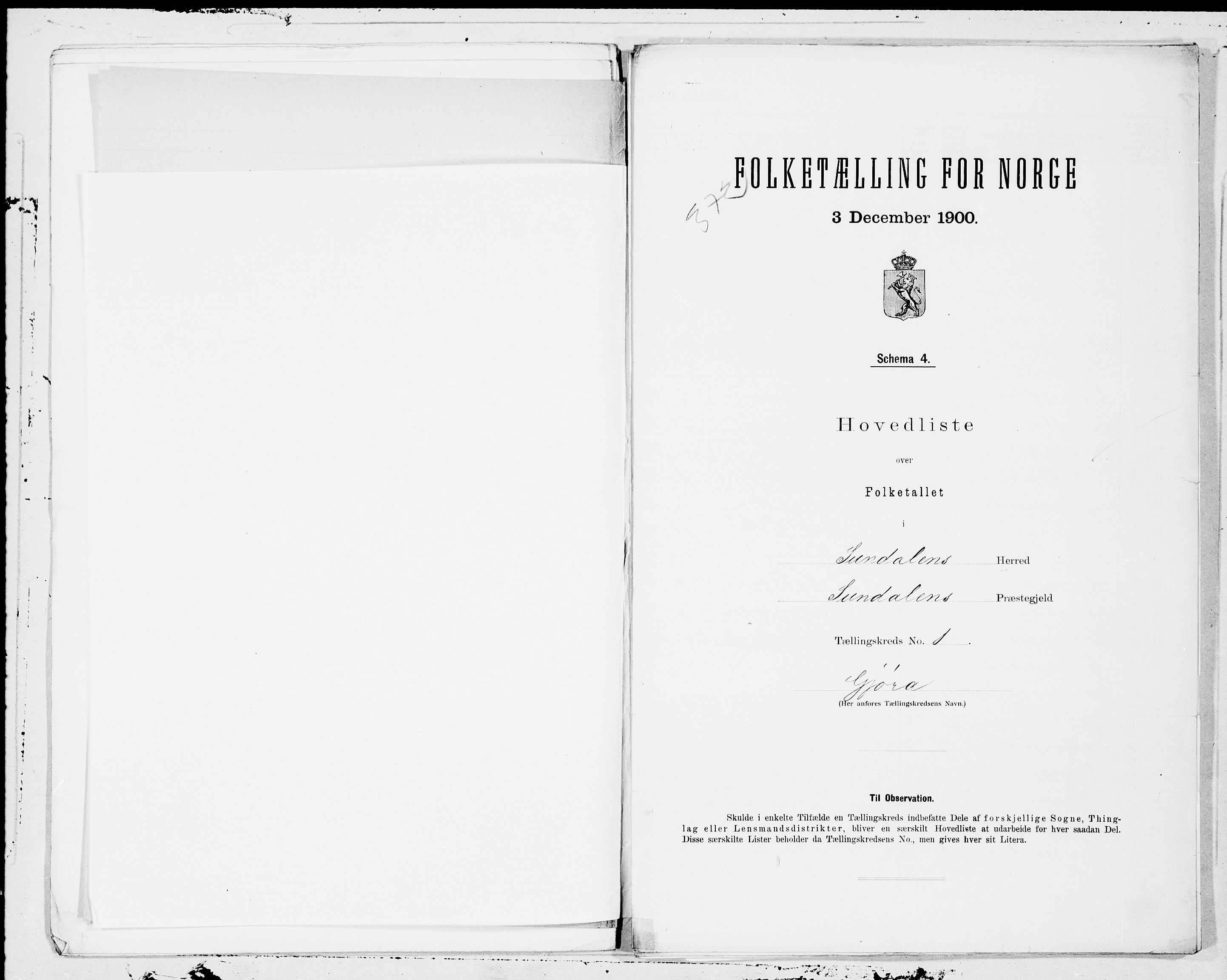 SAT, 1900 census for Sunndal, 1900, p. 2