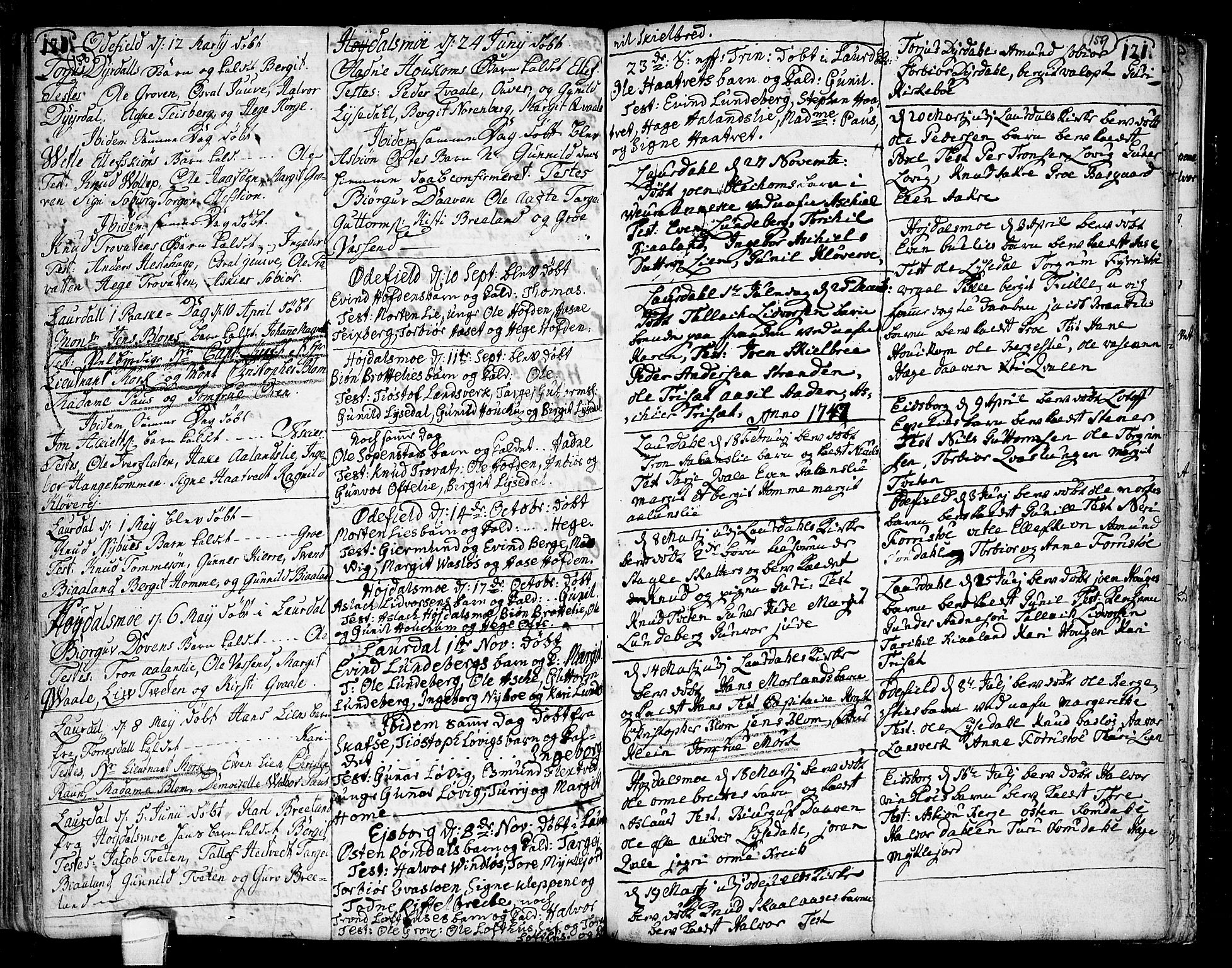 Lårdal kirkebøker, SAKO/A-284/F/Fa/L0002: Parish register (official) no. I 2, 1734-1754, p. 158-159