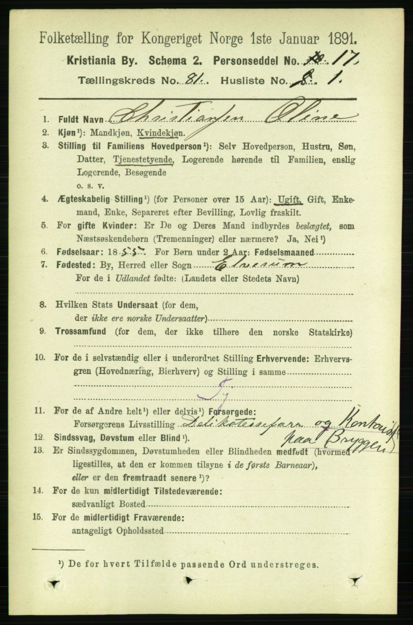 RA, 1891 census for 0301 Kristiania, 1891, p. 41541