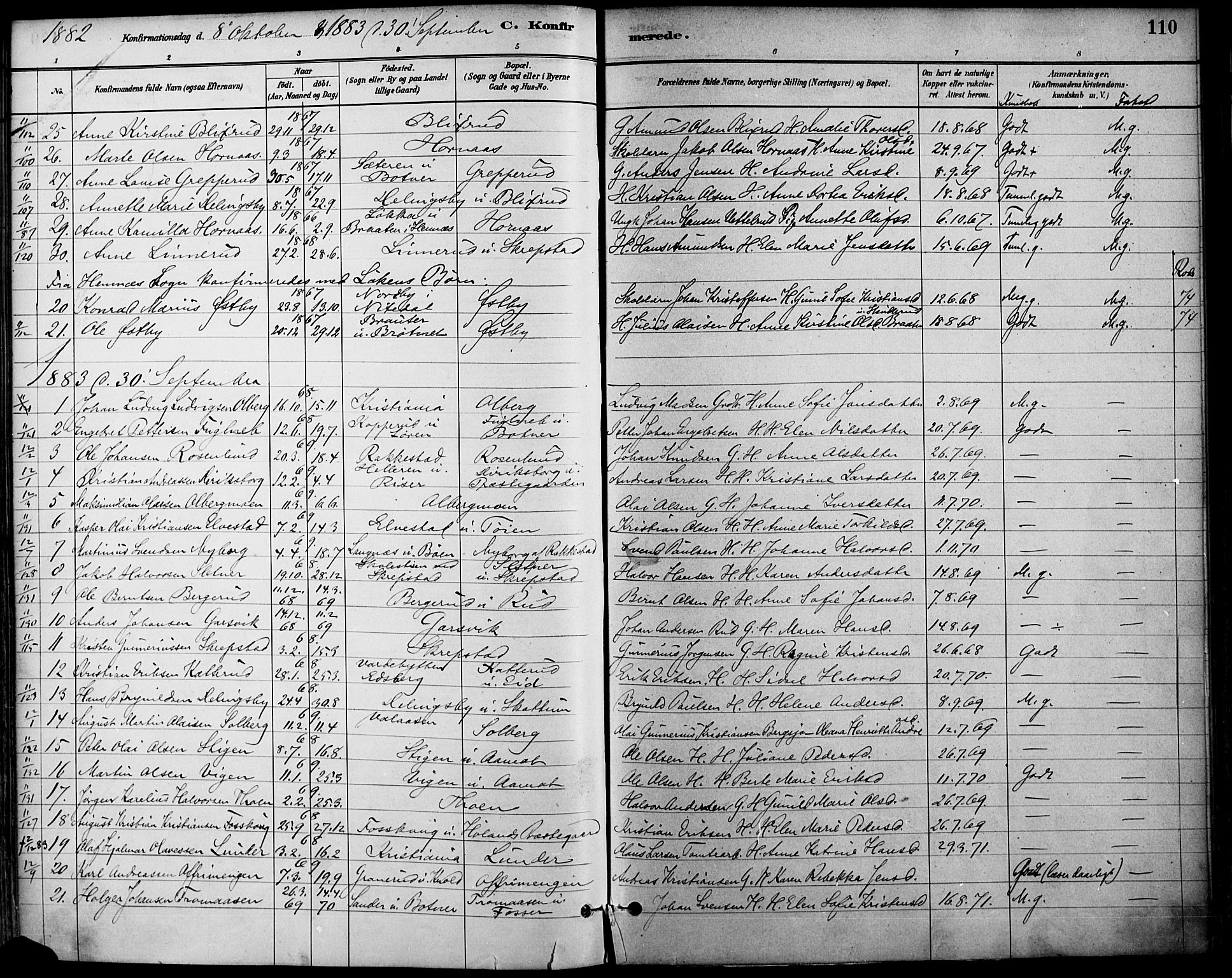 Høland prestekontor Kirkebøker, SAO/A-10346a/F/Fa/L0013: Parish register (official) no. I 13, 1880-1897, p. 110