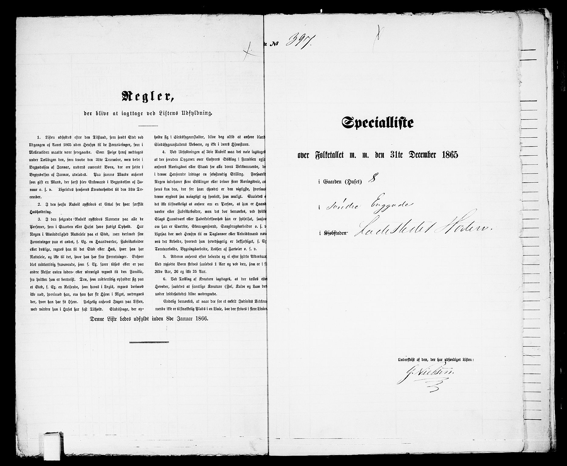 RA, 1865 census for Horten, 1865, p. 831