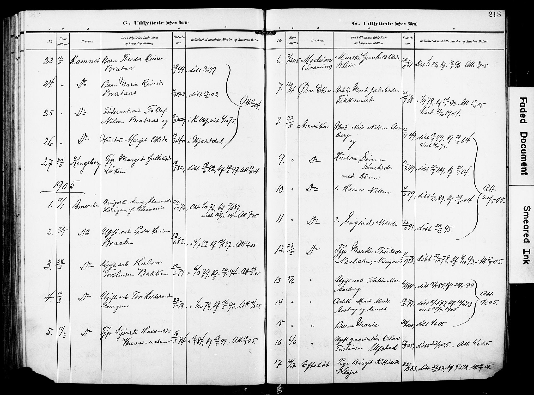 Rollag kirkebøker, SAKO/A-240/G/Ga/L0005: Parish register (copy) no. I 5, 1904-1932, p. 218