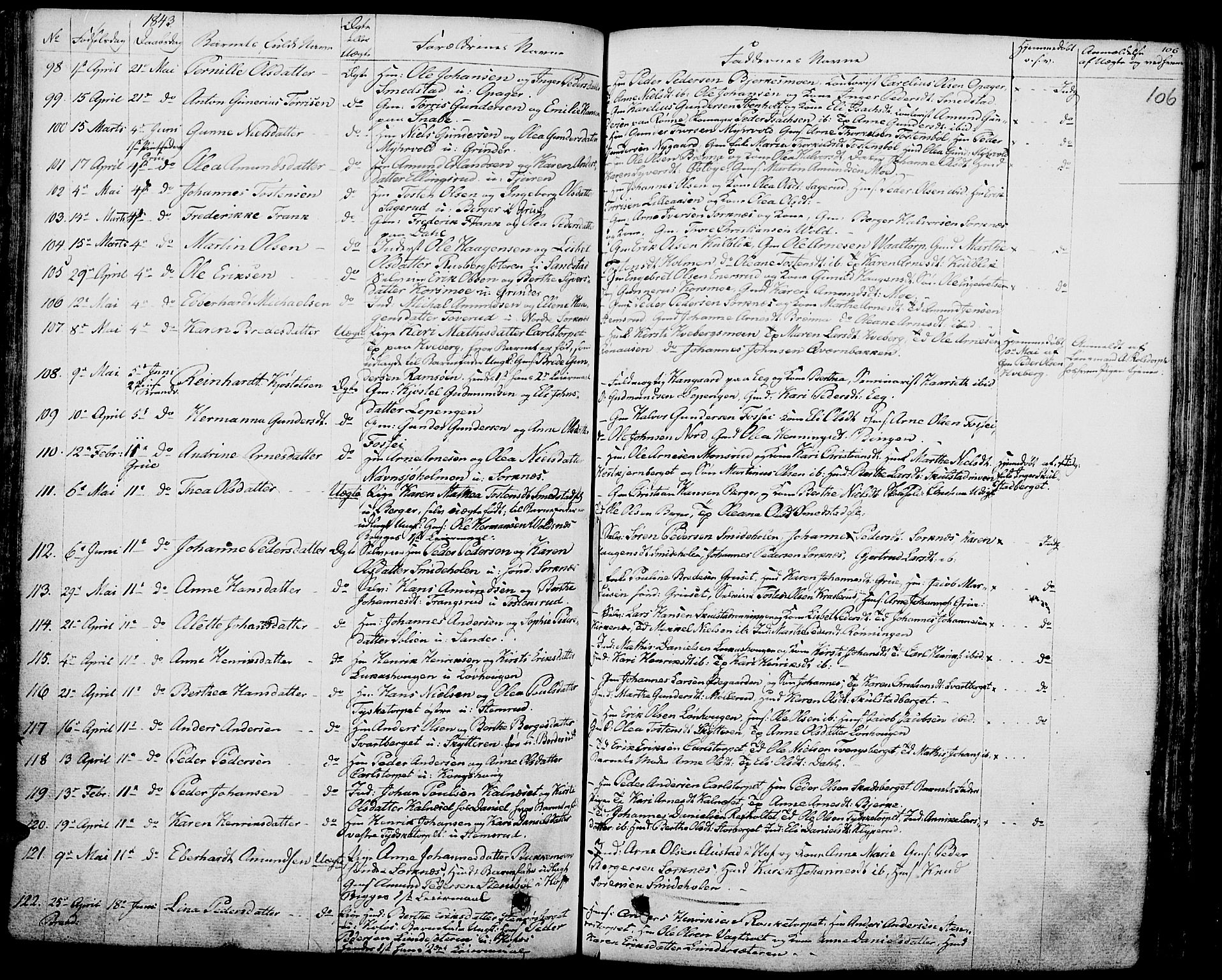 Grue prestekontor, AV/SAH-PREST-036/H/Ha/Haa/L0007: Parish register (official) no. 7, 1830-1847, p. 106