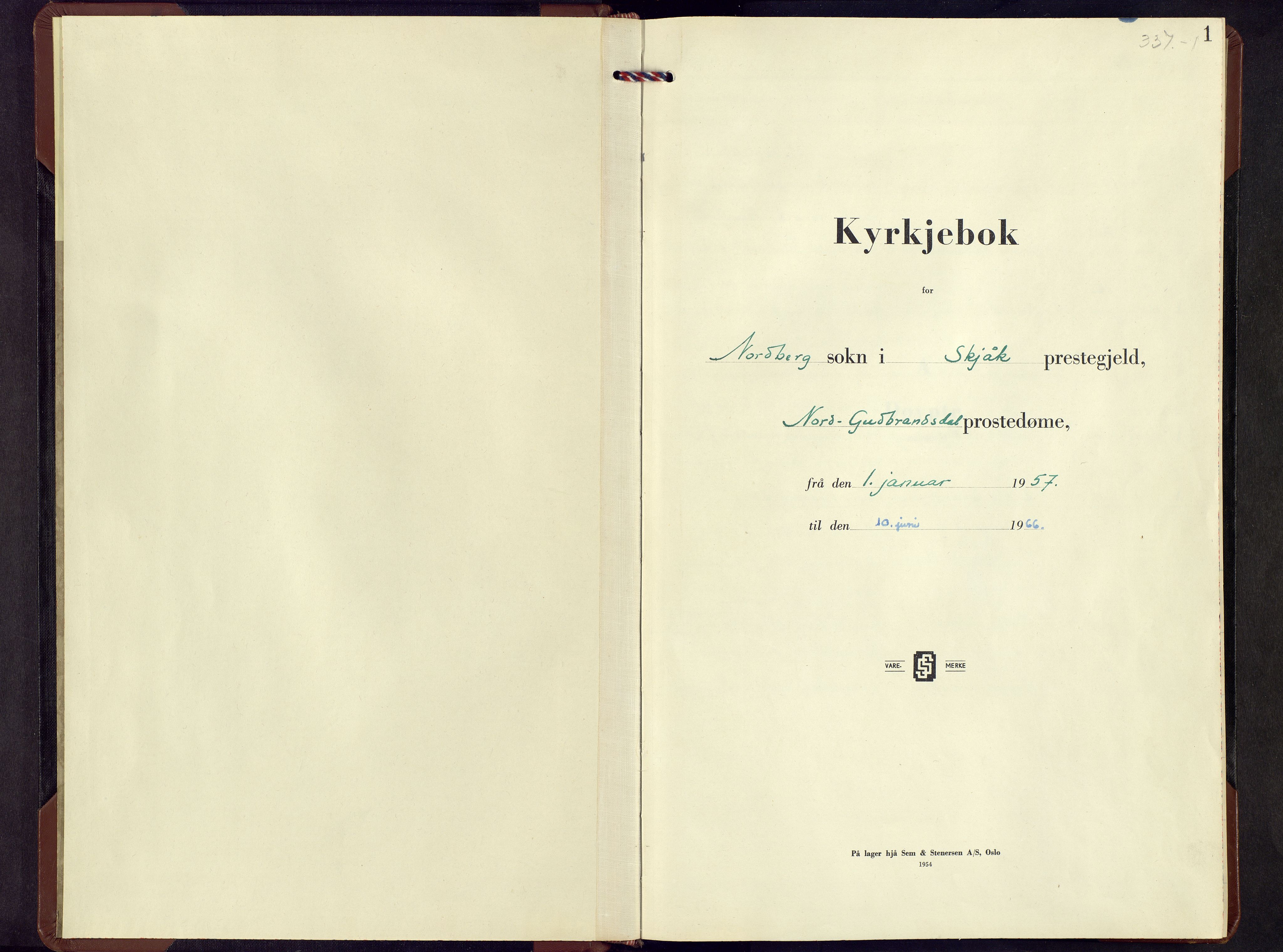 Skjåk prestekontor, AV/SAH-PREST-072/H/Ha/Hab/L0009: Parish register (copy) no. 9, 1957-1966, p. 1