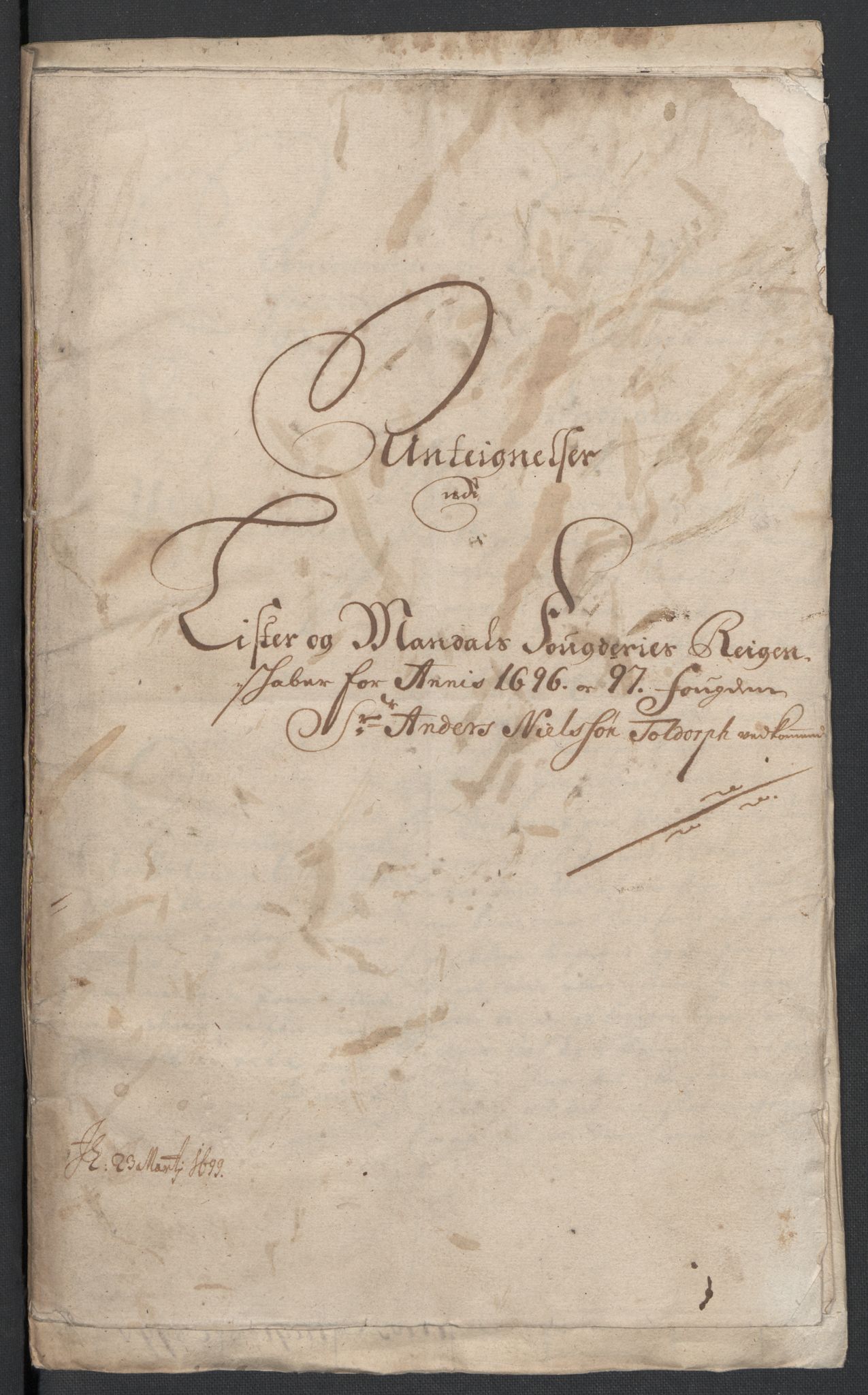 Rentekammeret inntil 1814, Reviderte regnskaper, Fogderegnskap, RA/EA-4092/R43/L2546: Fogderegnskap Lista og Mandal, 1696-1697, p. 290