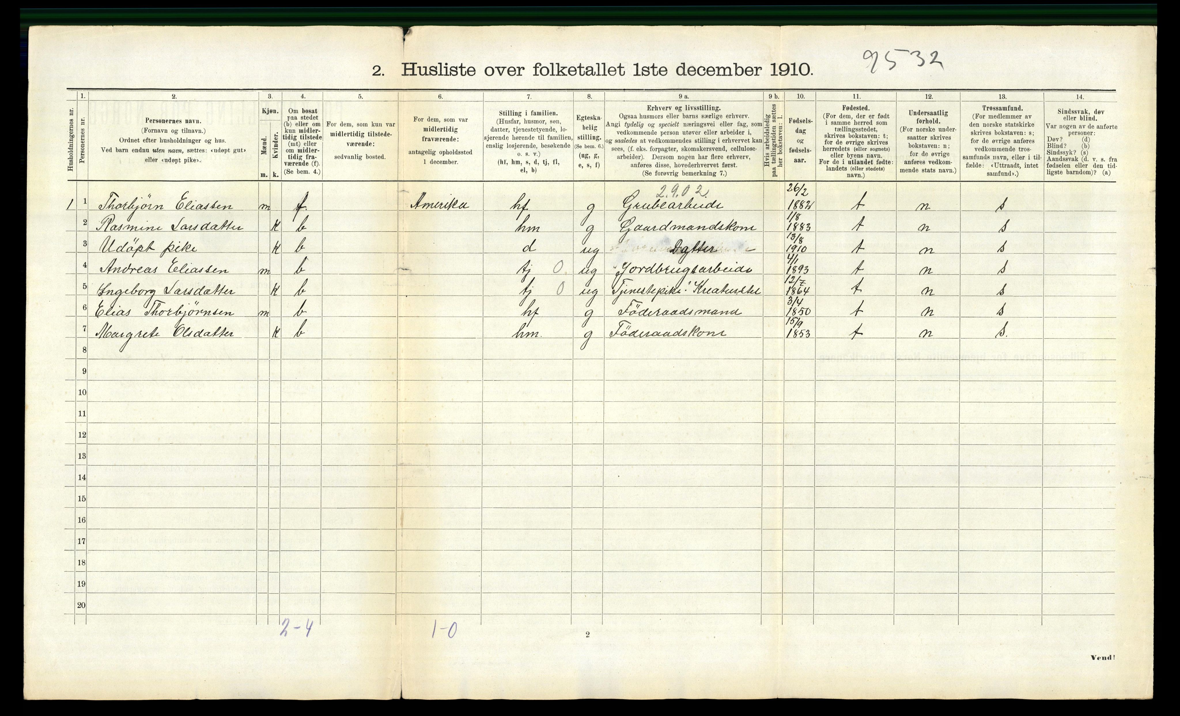 RA, 1910 census for Volda, 1910, p. 1531