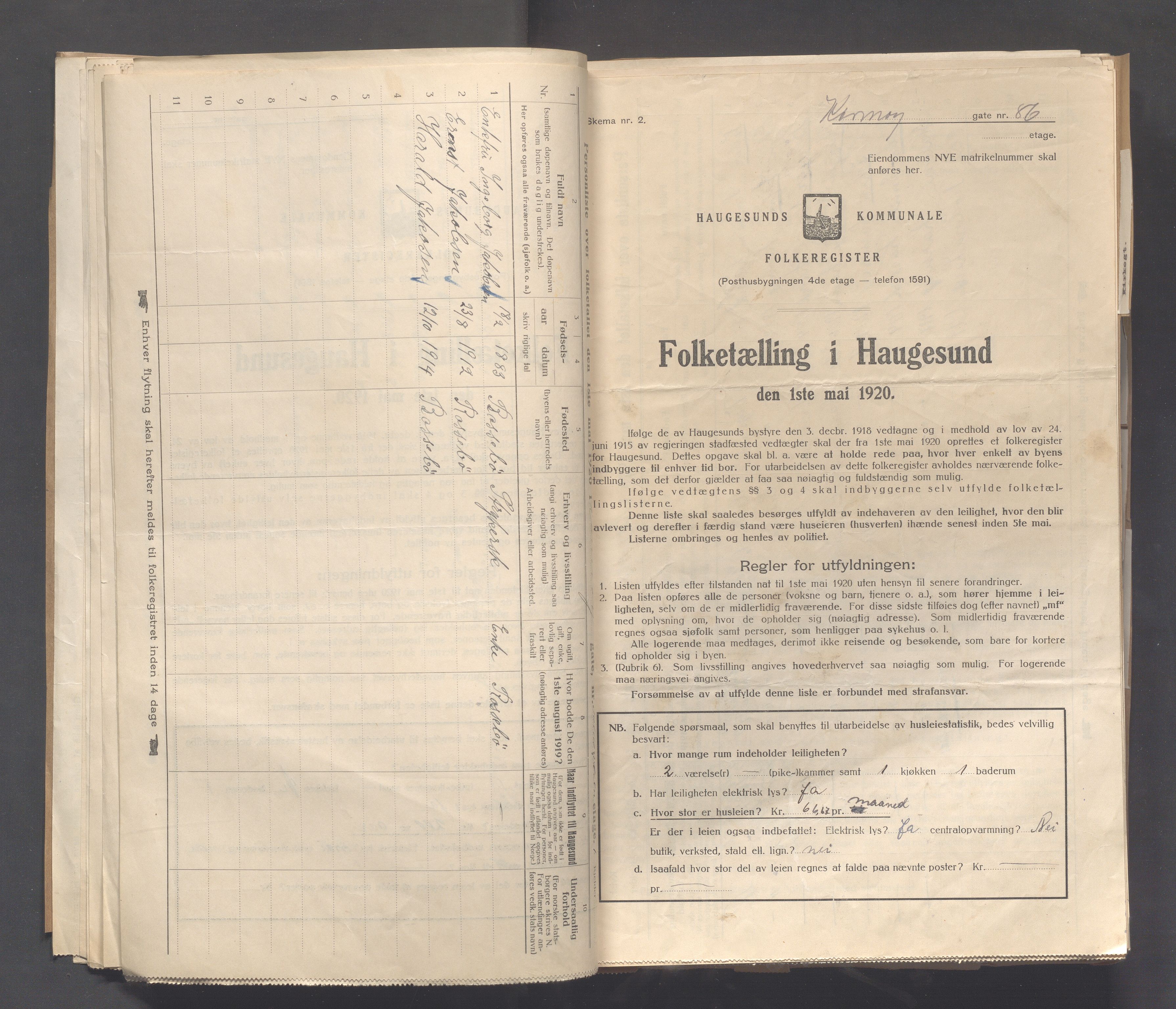 IKAR, Local census 1.5.1920 for Haugesund, 1920, p. 2484