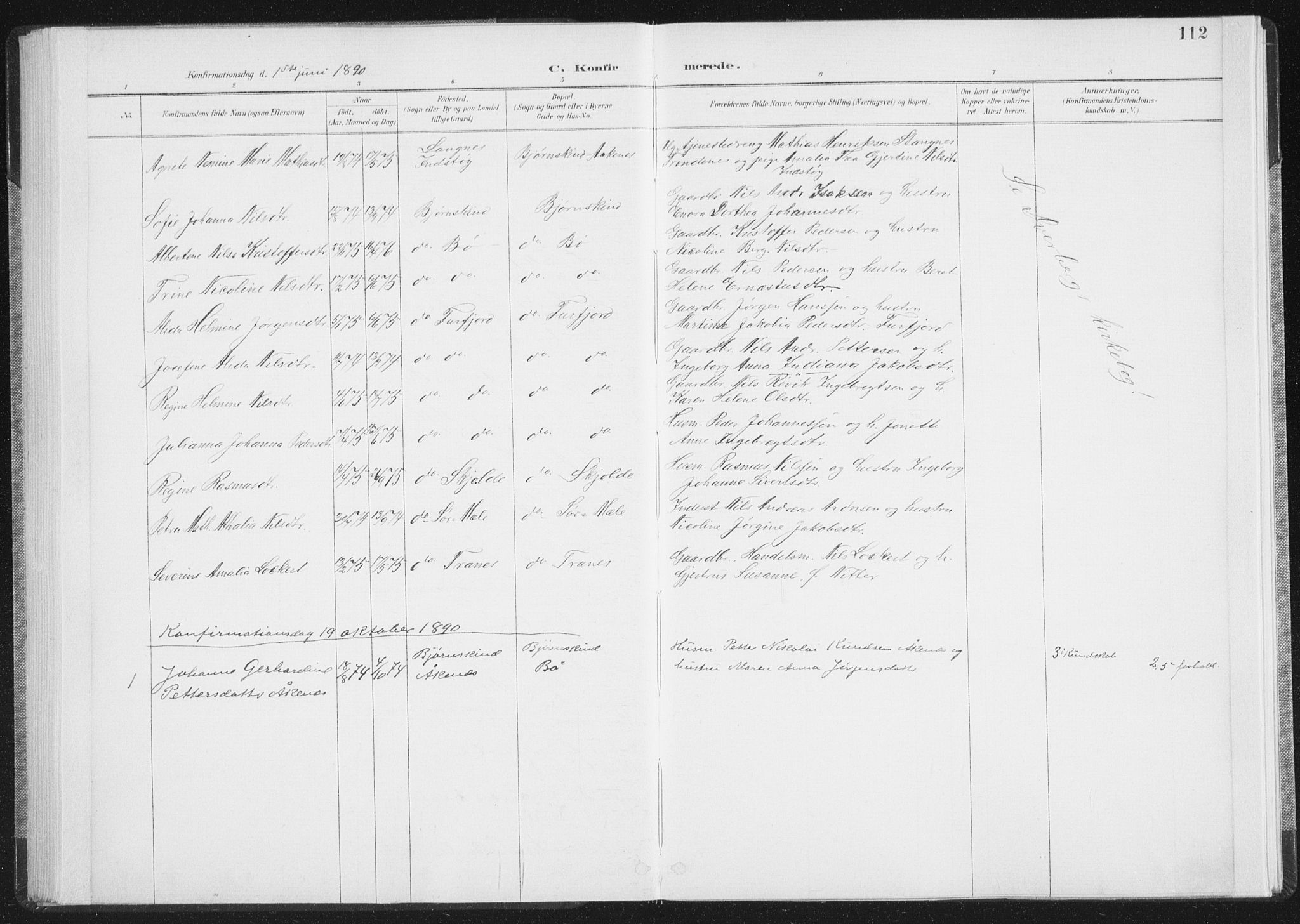 Ministerialprotokoller, klokkerbøker og fødselsregistre - Nordland, AV/SAT-A-1459/898/L1422: Parish register (official) no. 898A02, 1887-1908, p. 112