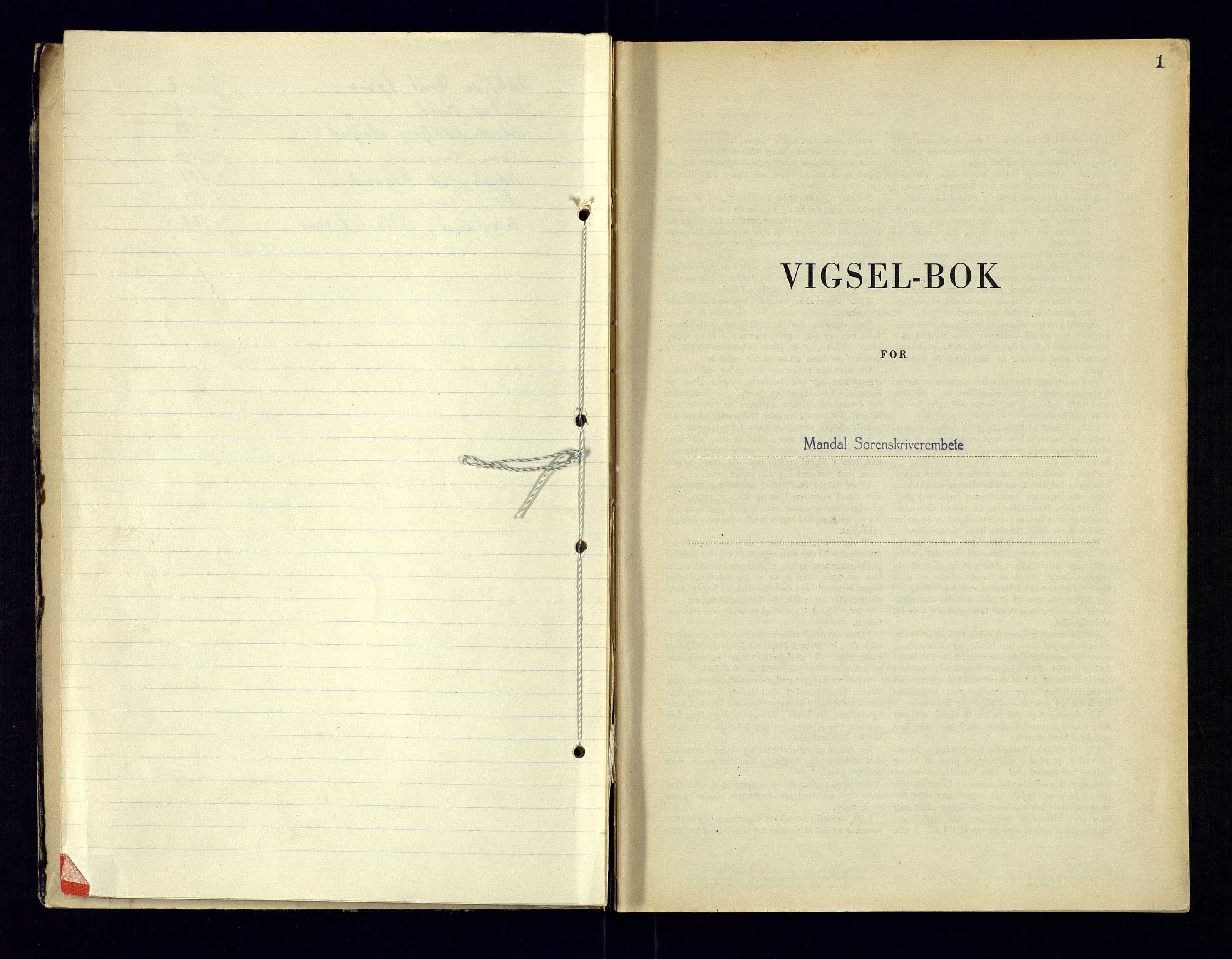 Mandal sorenskriveri, SAK/1221-0005/002/L/L0275/0003: Lysingsbok Vigselbøker / Vigselbok, 1958-1969, p. 1