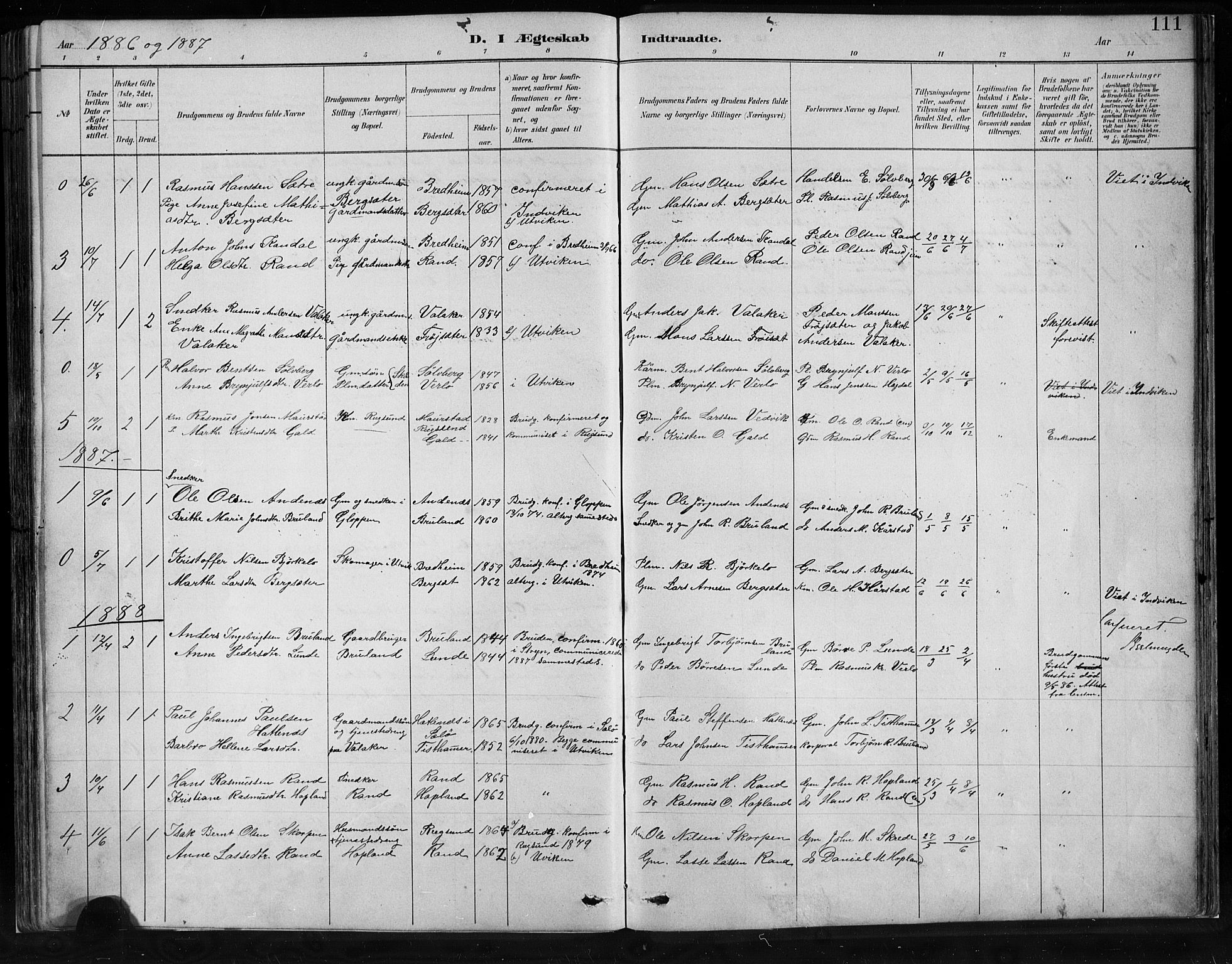 Innvik sokneprestembete, SAB/A-80501: Parish register (copy) no. C 3, 1883-1911, p. 111