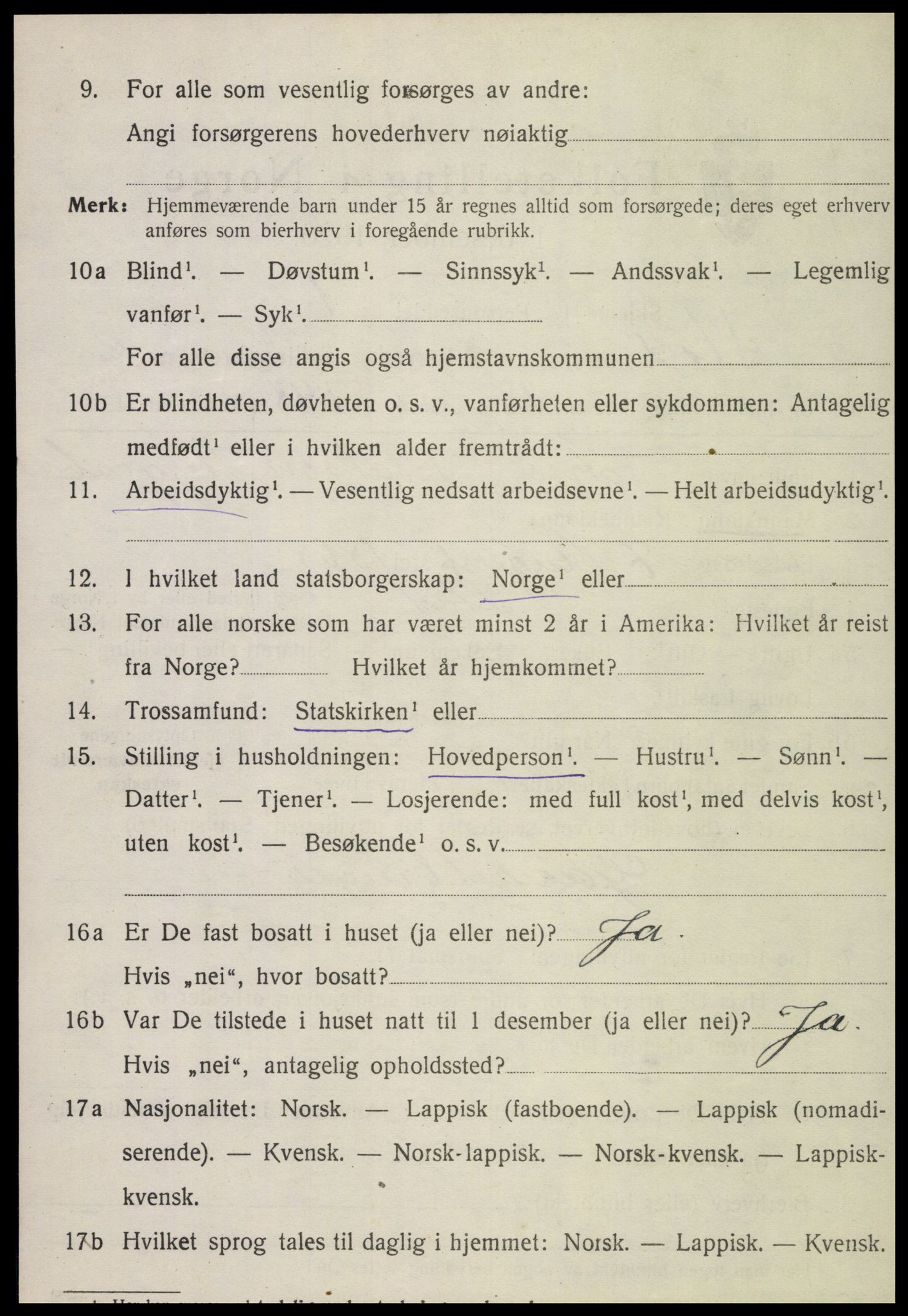 SAT, 1920 census for Stod, 1920, p. 1449