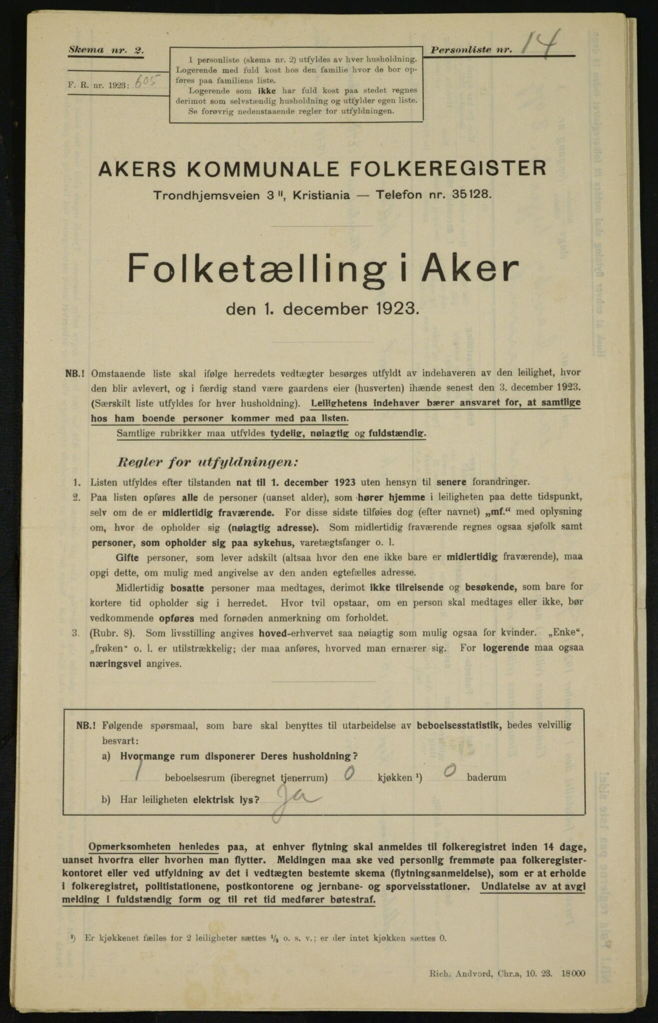 , Municipal Census 1923 for Aker, 1923, p. 26403