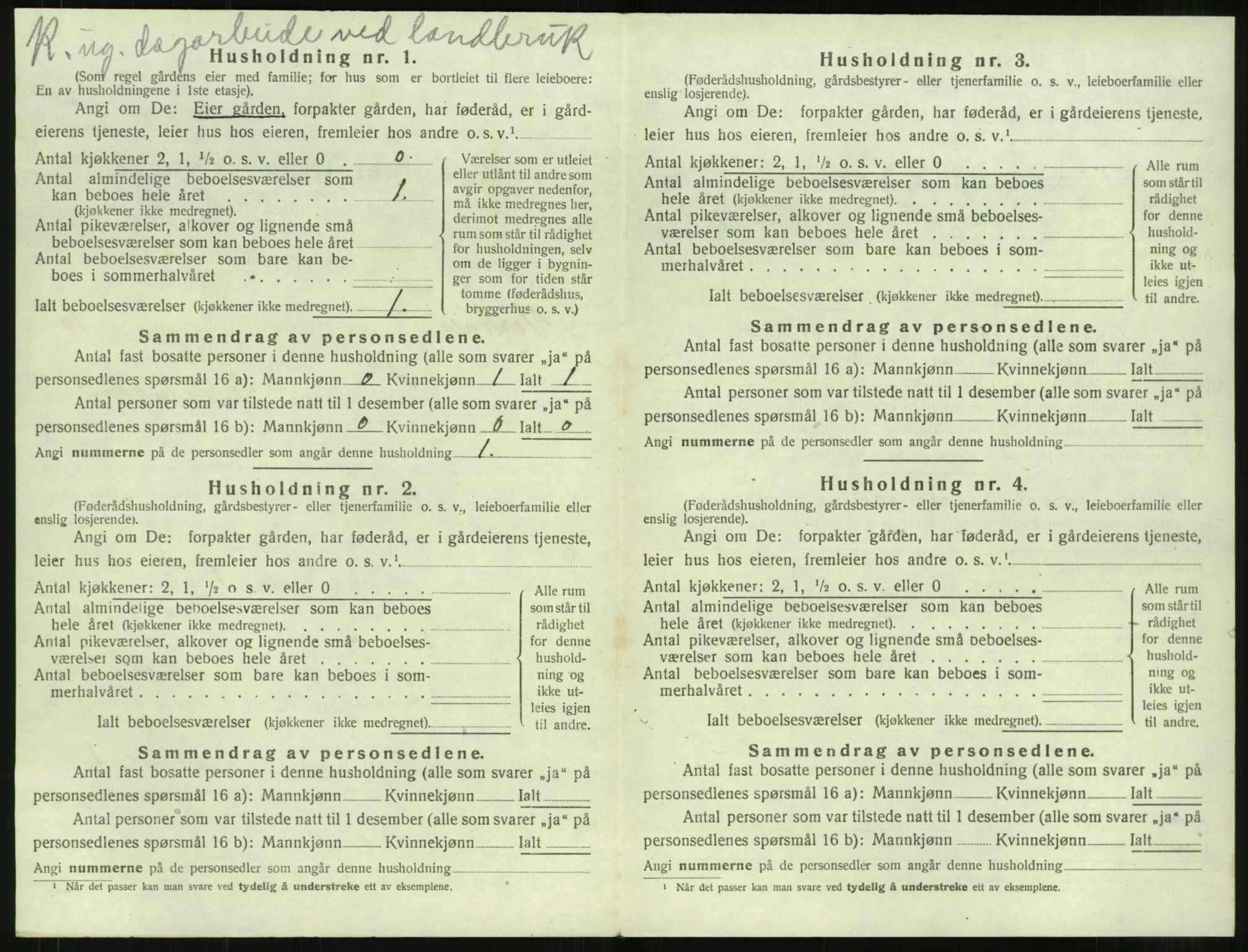 SAT, 1920 census for Vestnes, 1920, p. 1052