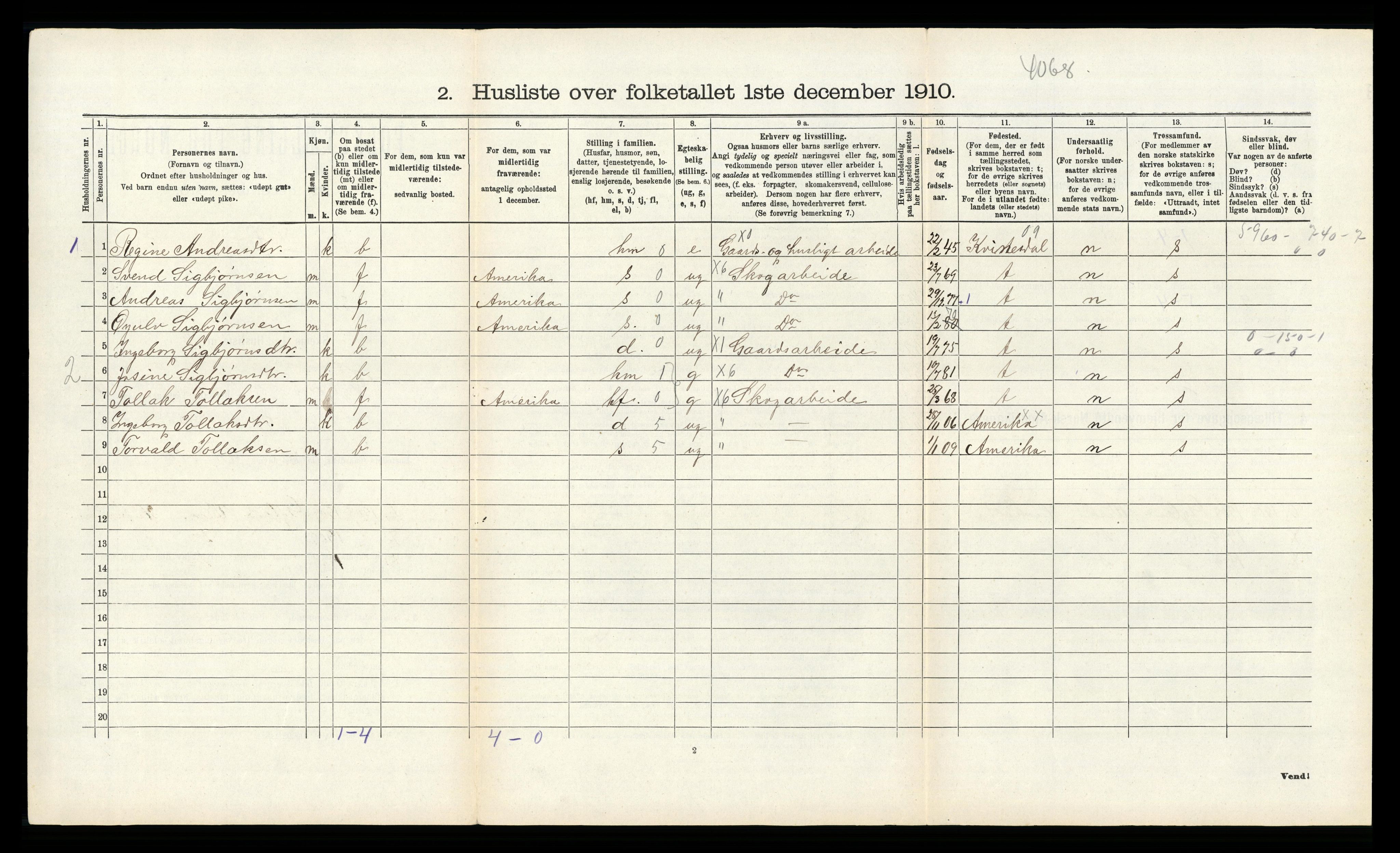 RA, 1910 census for Gyland, 1910, p. 365