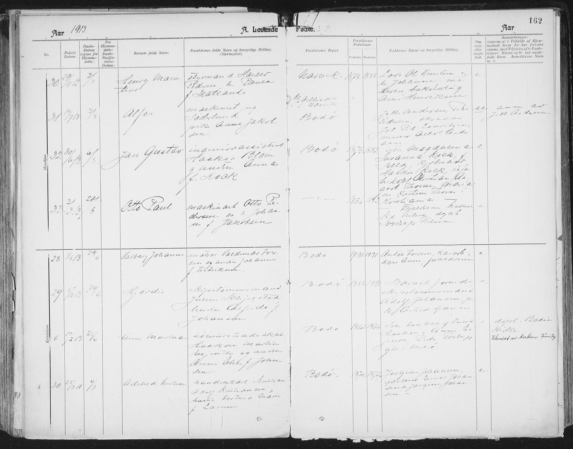 Ministerialprotokoller, klokkerbøker og fødselsregistre - Nordland, AV/SAT-A-1459/801/L0011: Parish register (official) no. 801A11, 1900-1916, p. 162