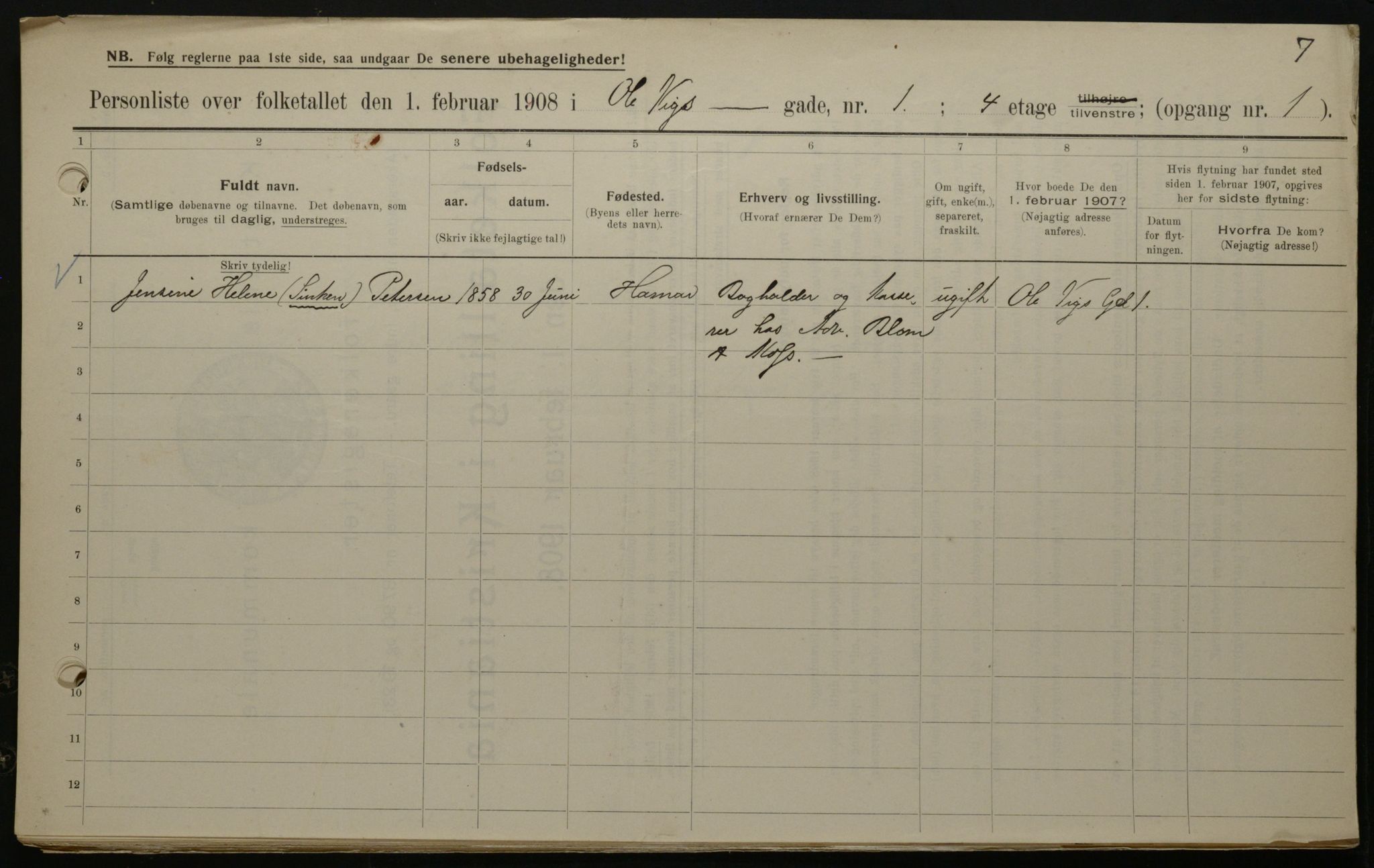 OBA, Municipal Census 1908 for Kristiania, 1908, p. 67646