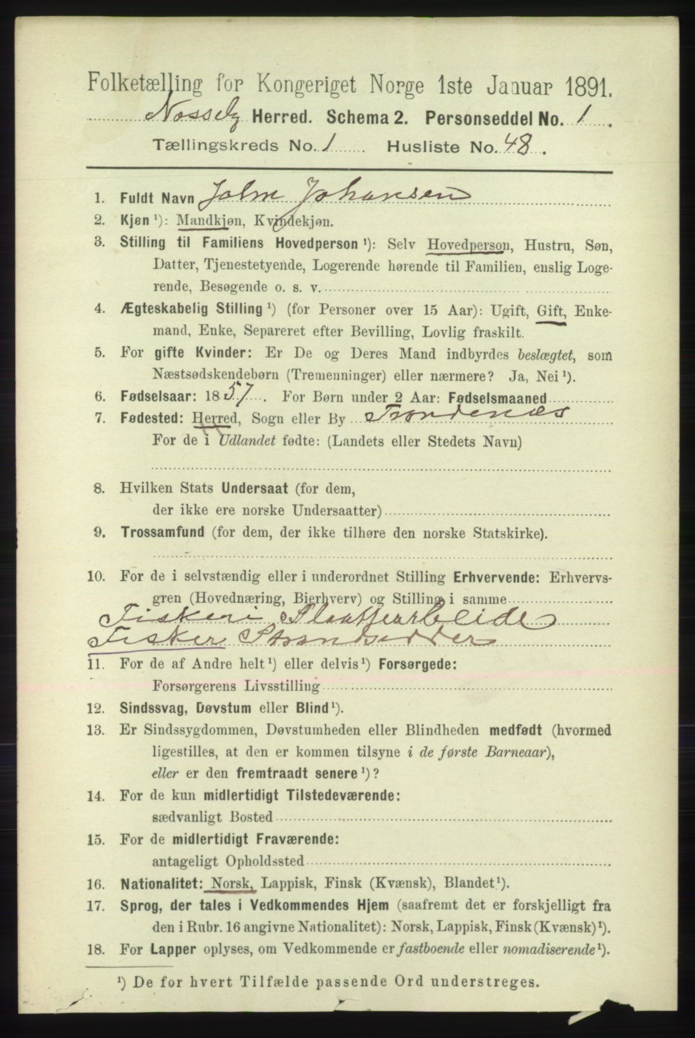 RA, 1891 census for 2027 Nesseby, 1891, p. 366