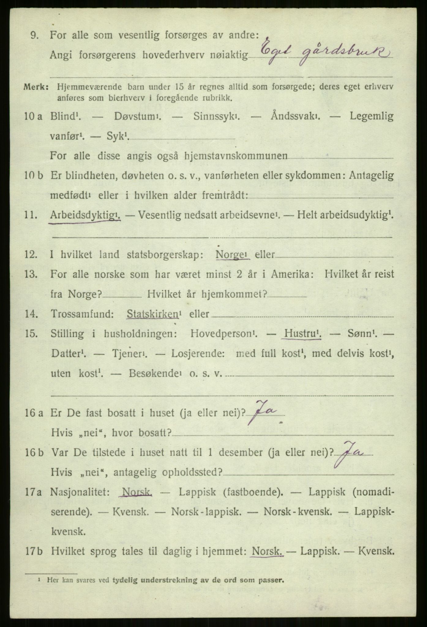 SATØ, 1920 census for Dyrøy, 1920, p. 1658