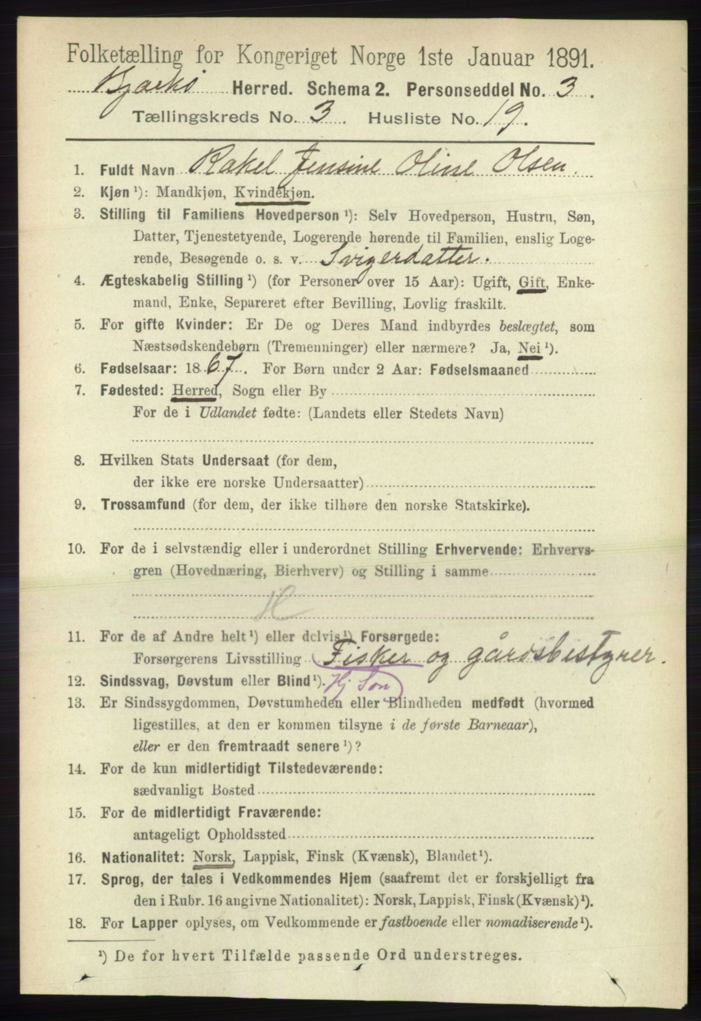 RA, 1891 census for 1915 Bjarkøy, 1891, p. 1652