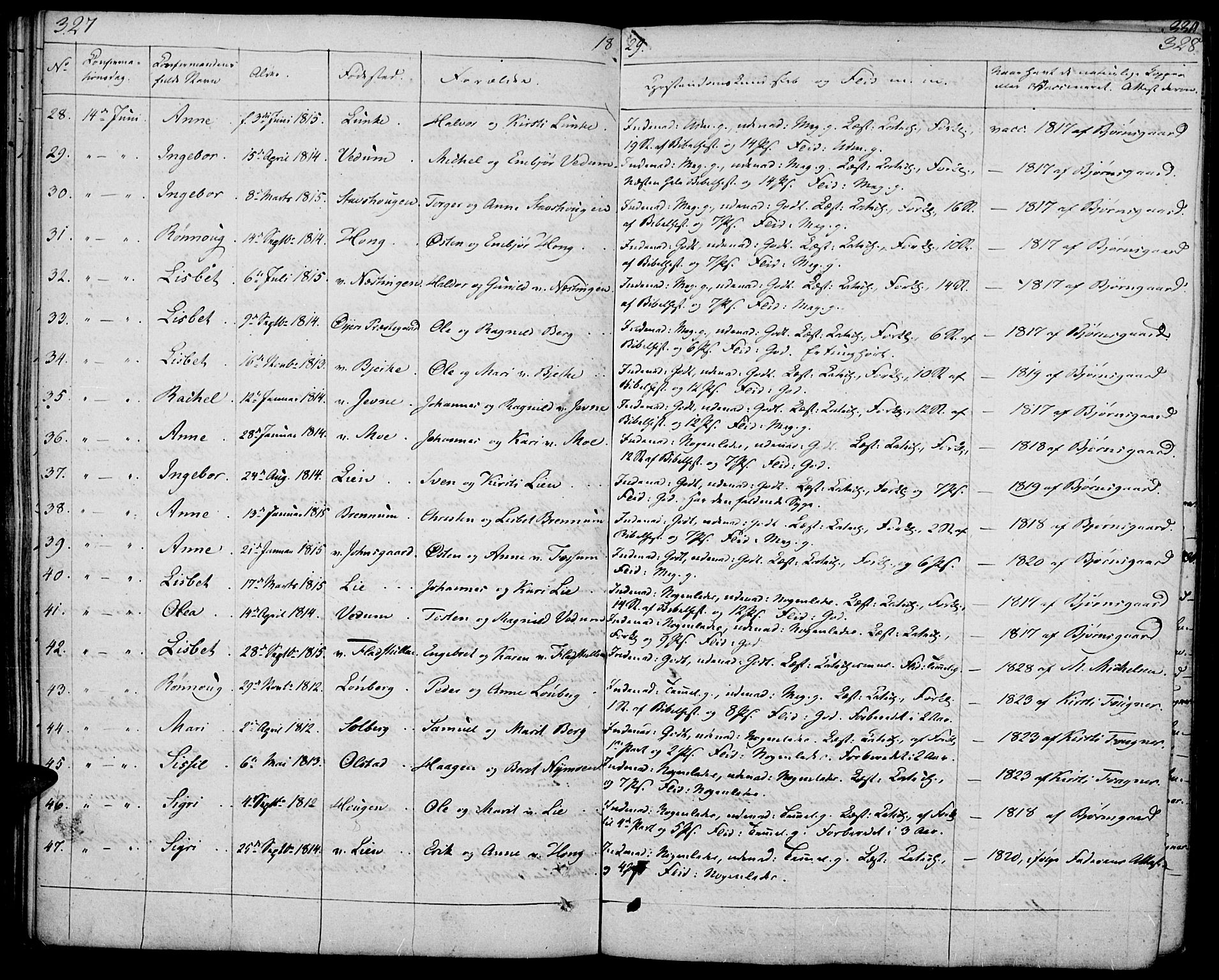 Øyer prestekontor, SAH/PREST-084/H/Ha/Haa/L0004: Parish register (official) no. 4, 1824-1841, p. 327-328