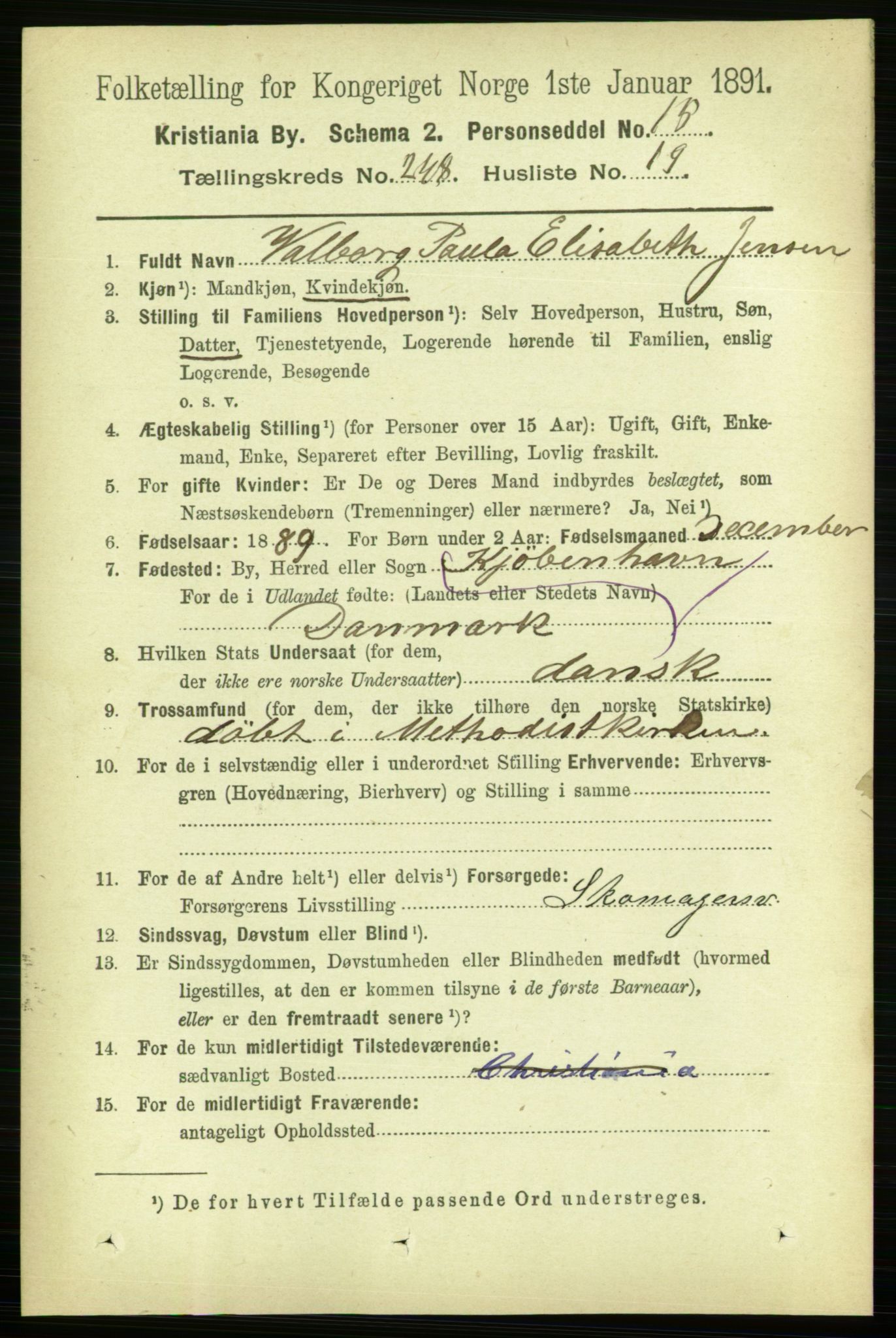 RA, 1891 census for 0301 Kristiania, 1891, p. 151987