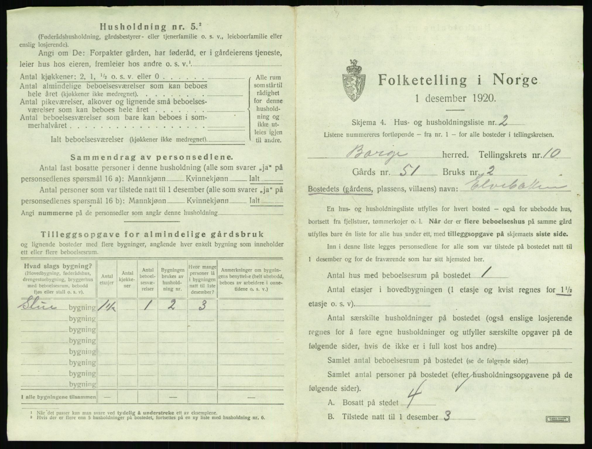 SAT, 1920 census for Borge, 1920, p. 1153