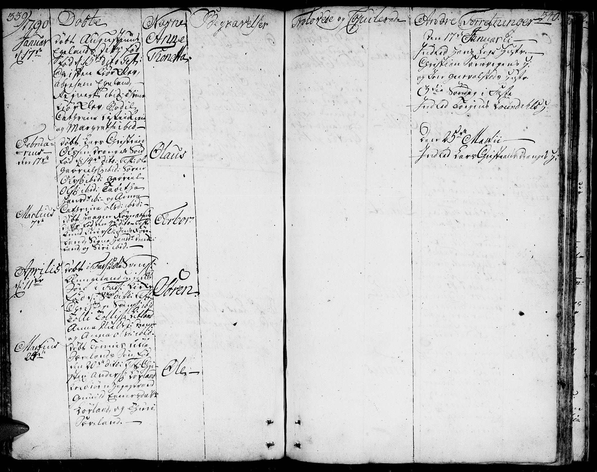 Herad sokneprestkontor, SAK/1111-0018/F/Fa/Faa/L0001: Parish register (official) no. A 1 /1, 1768-1799, p. 339-340
