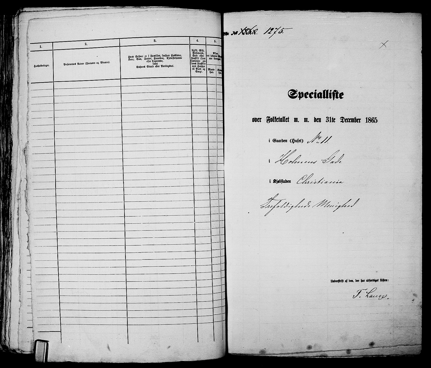 RA, 1865 census for Kristiania, 1865, p. 2891