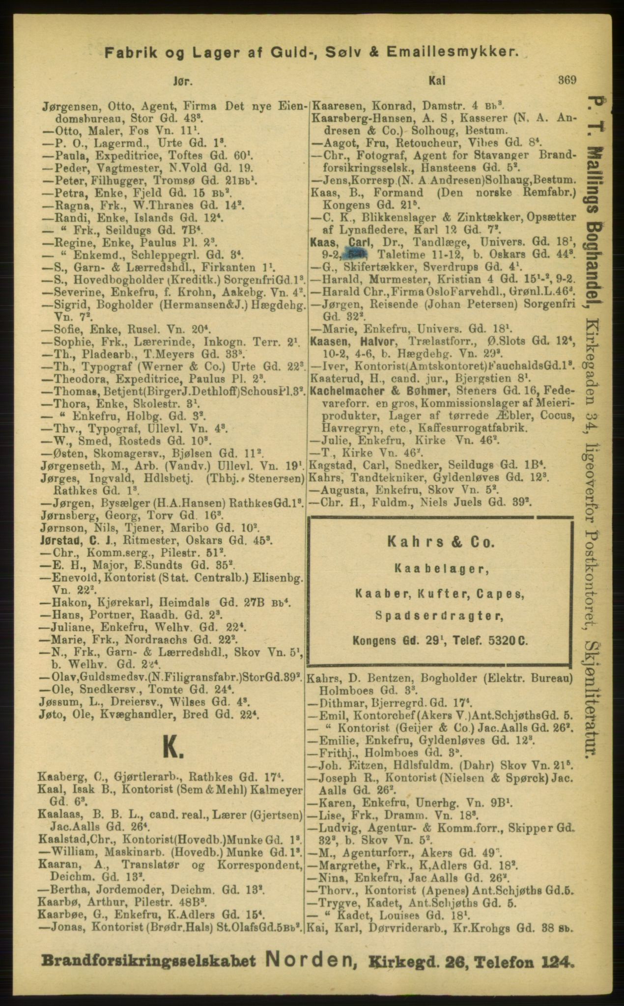 Kristiania/Oslo adressebok, PUBL/-, 1898, p. 369