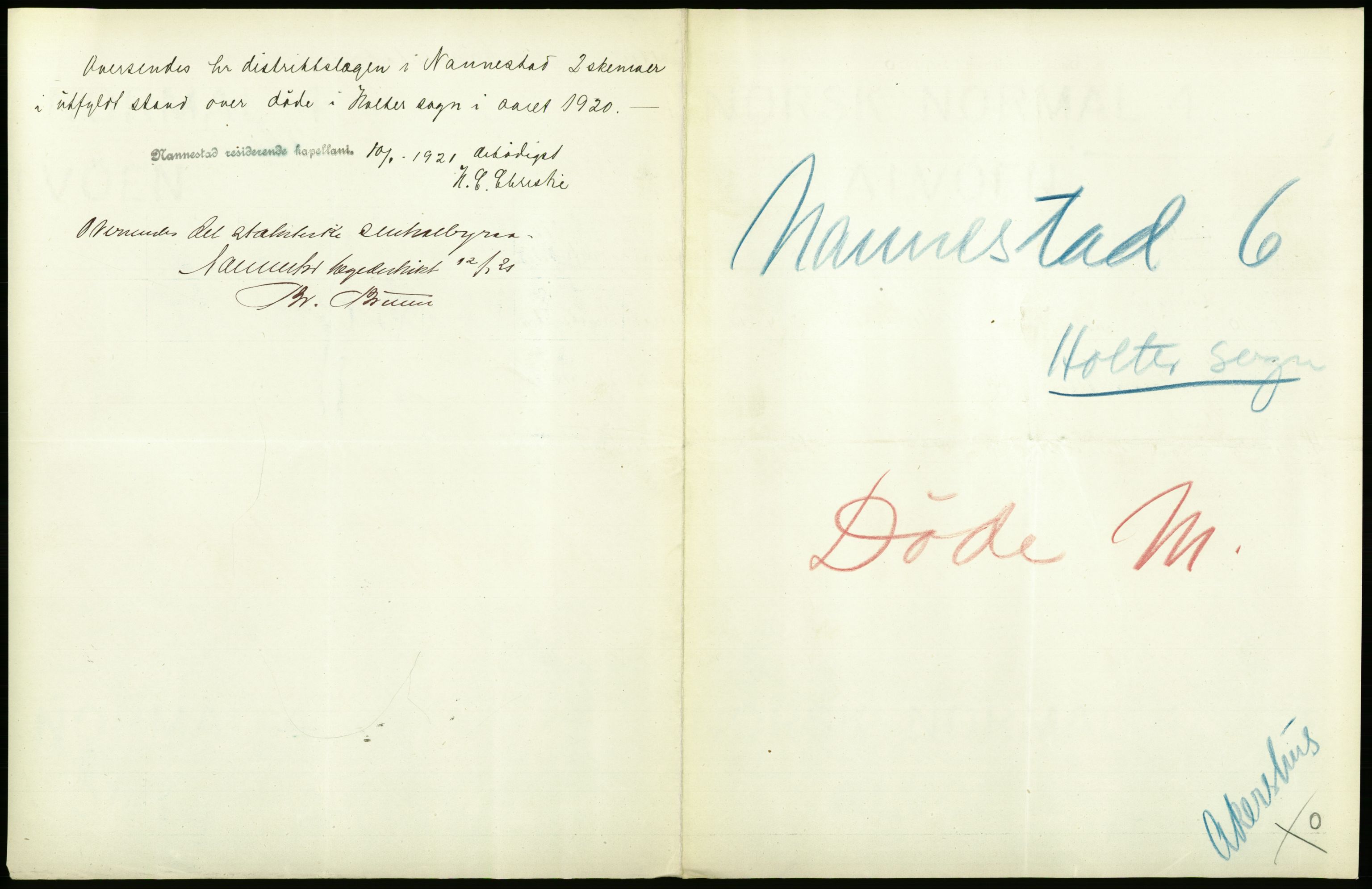 Statistisk sentralbyrå, Sosiodemografiske emner, Befolkning, RA/S-2228/D/Df/Dfb/Dfbj/L0007: Akershus fylke: Døde. Bygder og byer., 1920, p. 241