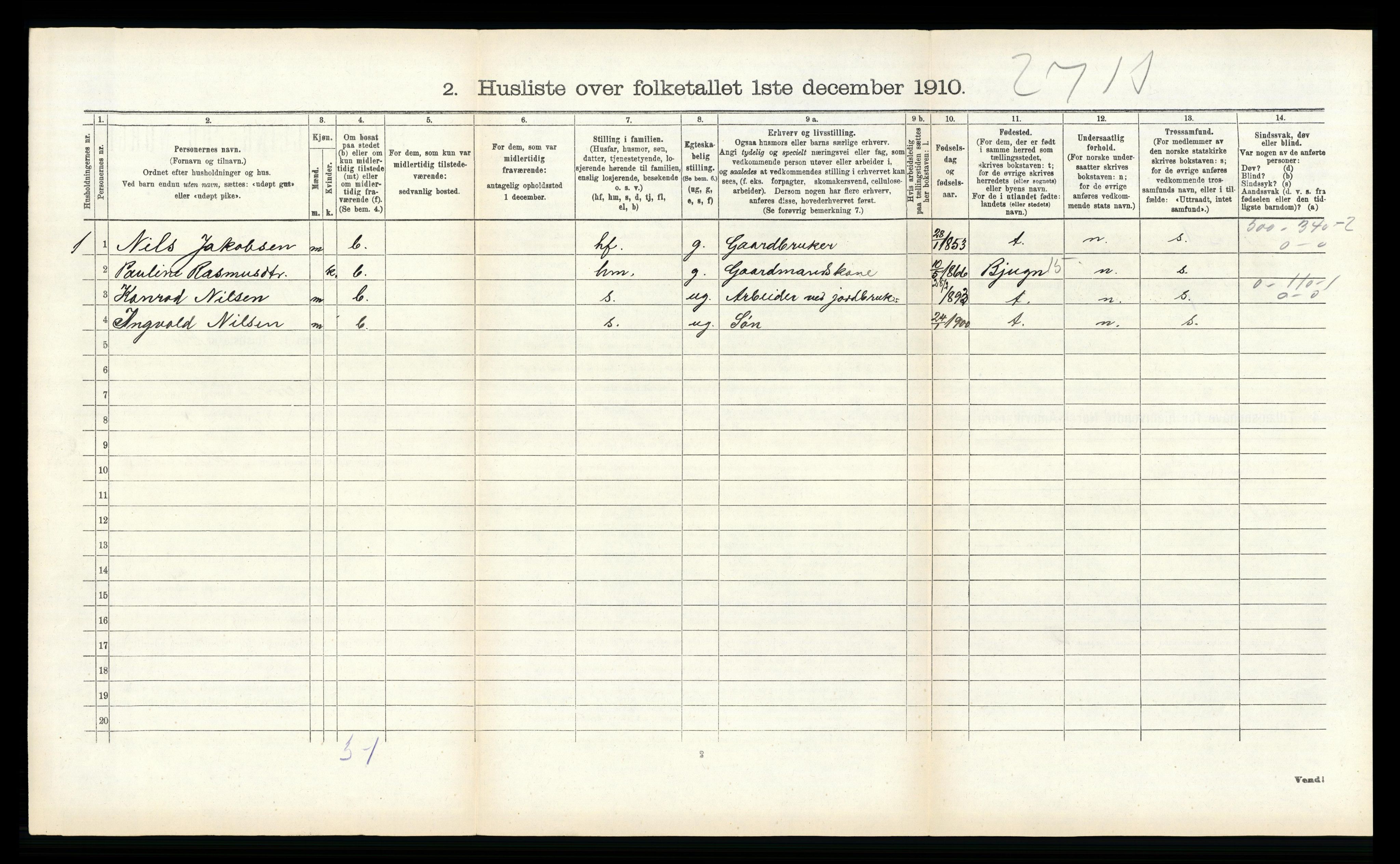 RA, 1910 census for Osen, 1910, p. 453