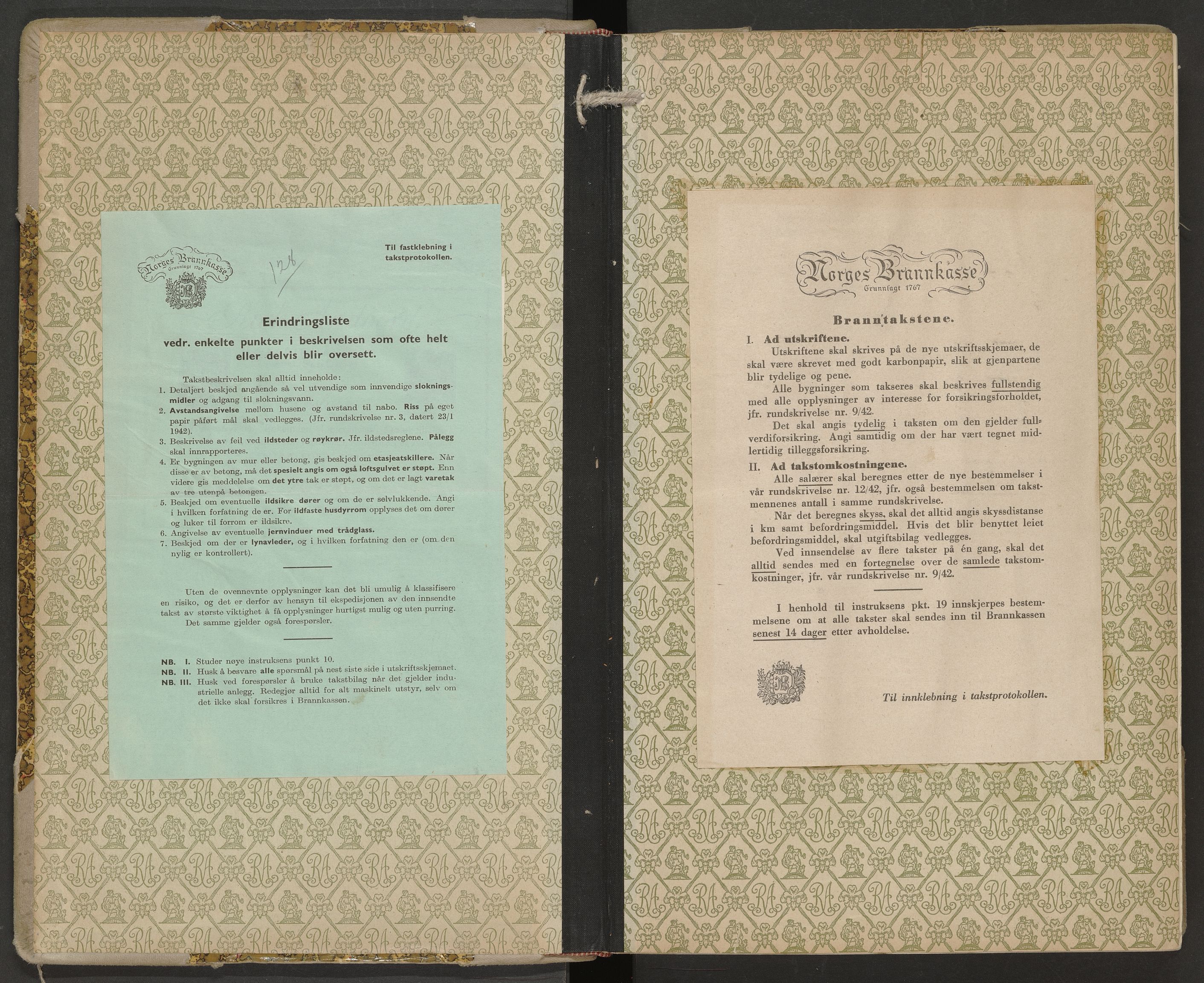 Norges Brannkasse Hol, SAT/A-5601/BT/L0027: Branntakstprotokoll med tekst, 1942-1943