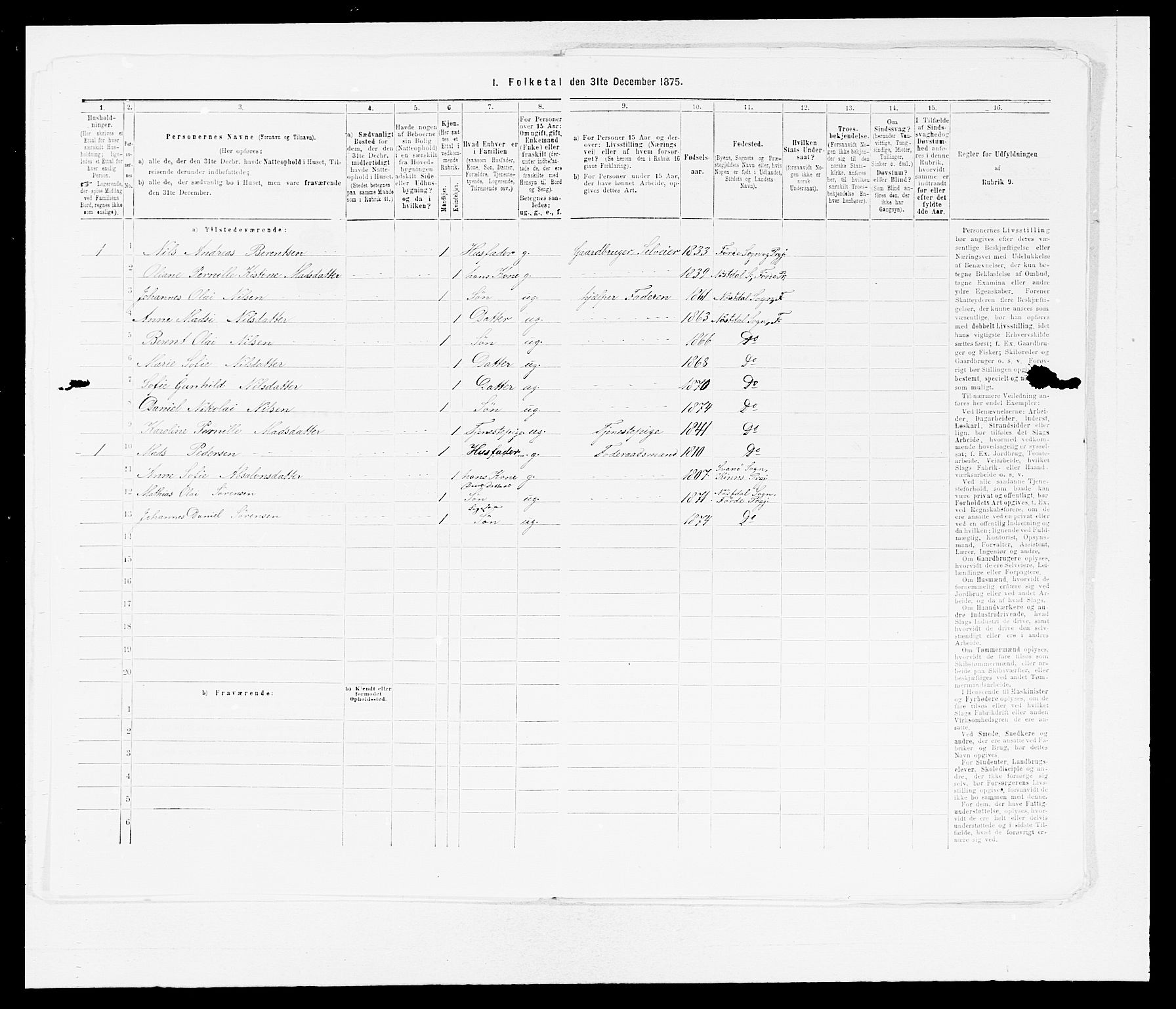 SAB, 1875 census for 1432P Førde, 1875, p. 1470