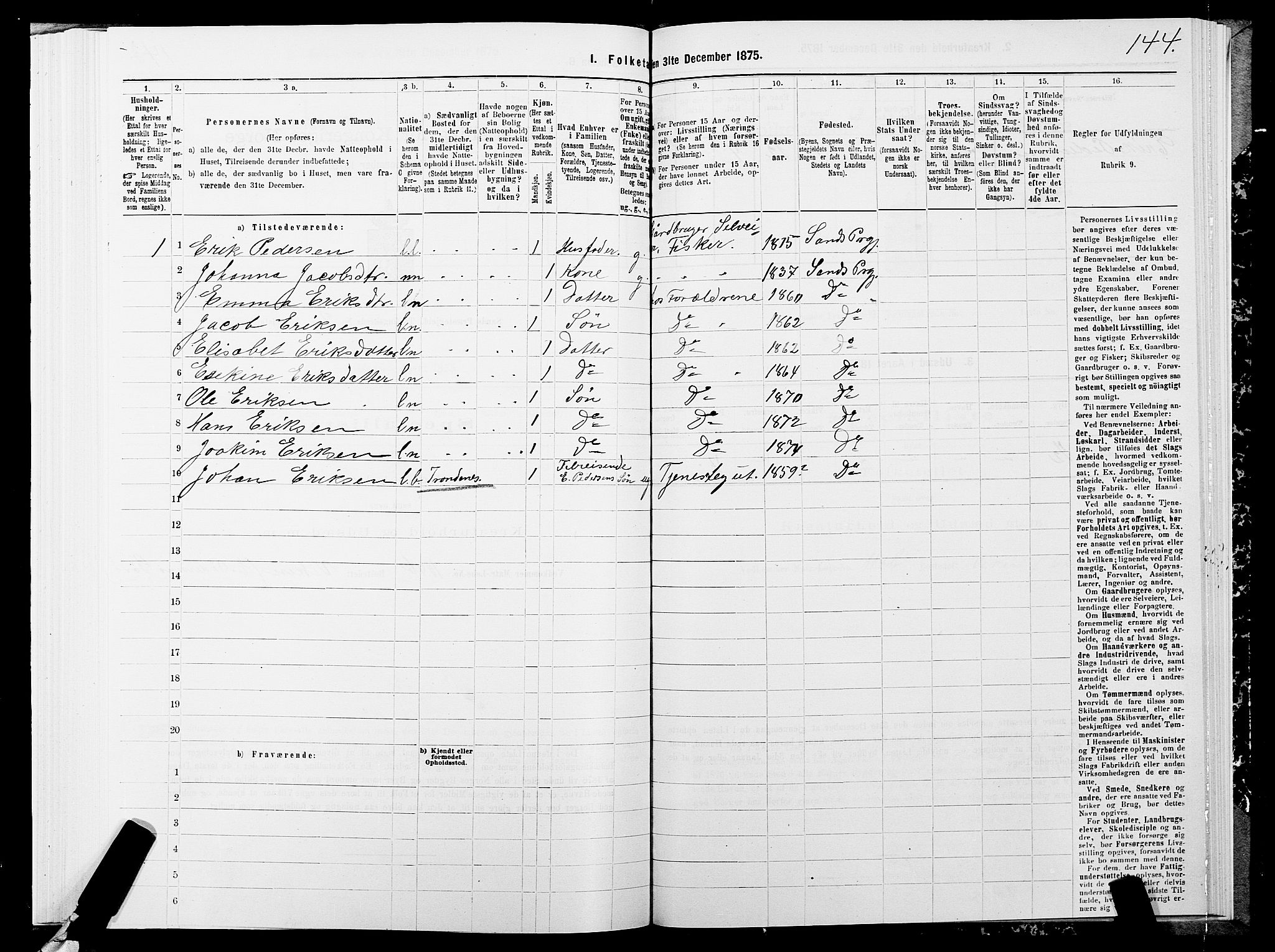 SATØ, 1875 census for 1915P Sand, 1875, p. 2144