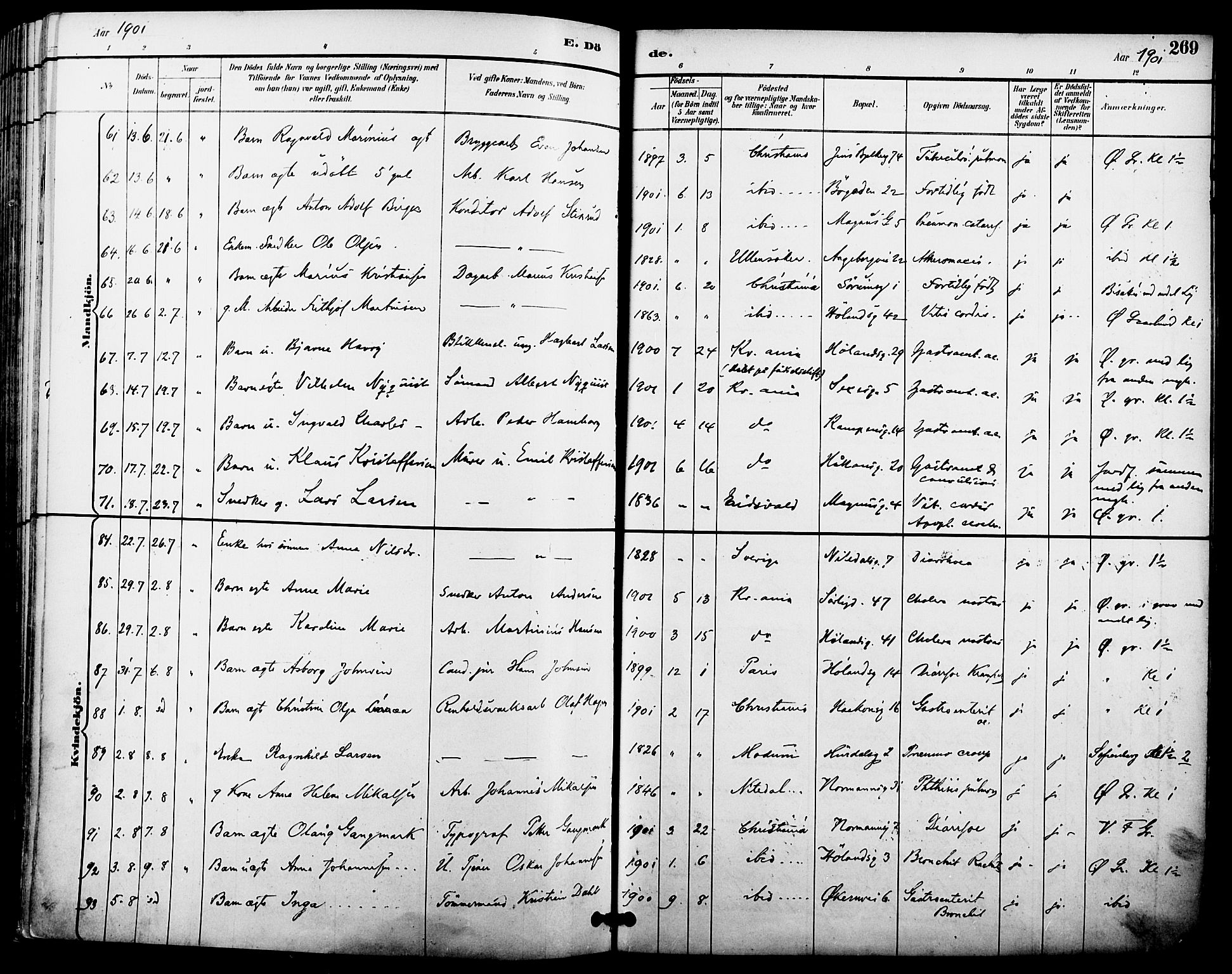 Kampen prestekontor Kirkebøker, AV/SAO-A-10853/F/Fa/L0008: Parish register (official) no. I 8, 1892-1902, p. 269