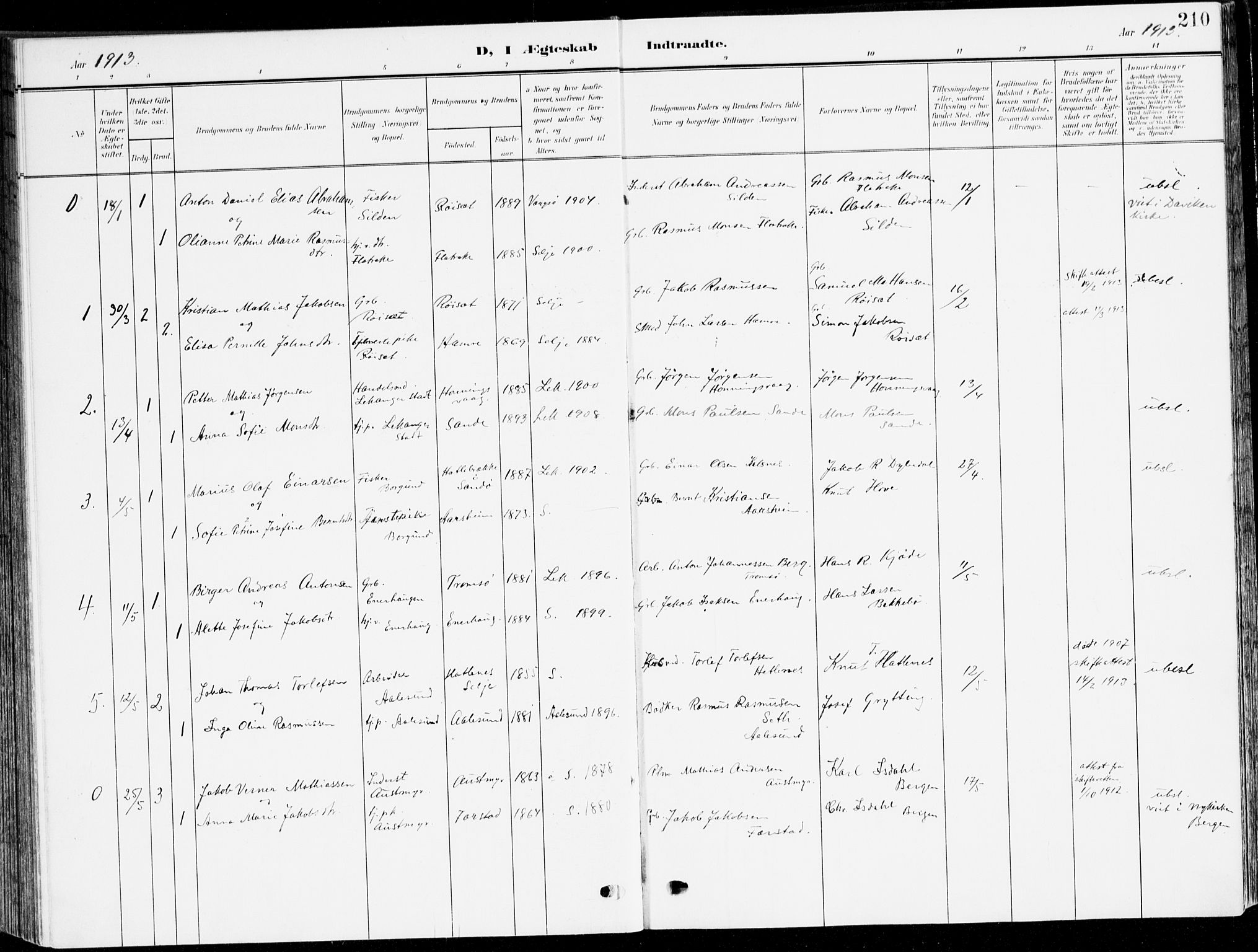 Selje sokneprestembete, AV/SAB-A-99938/H/Ha/Haa/Haab: Parish register (official) no. B 3, 1908-1923, p. 210