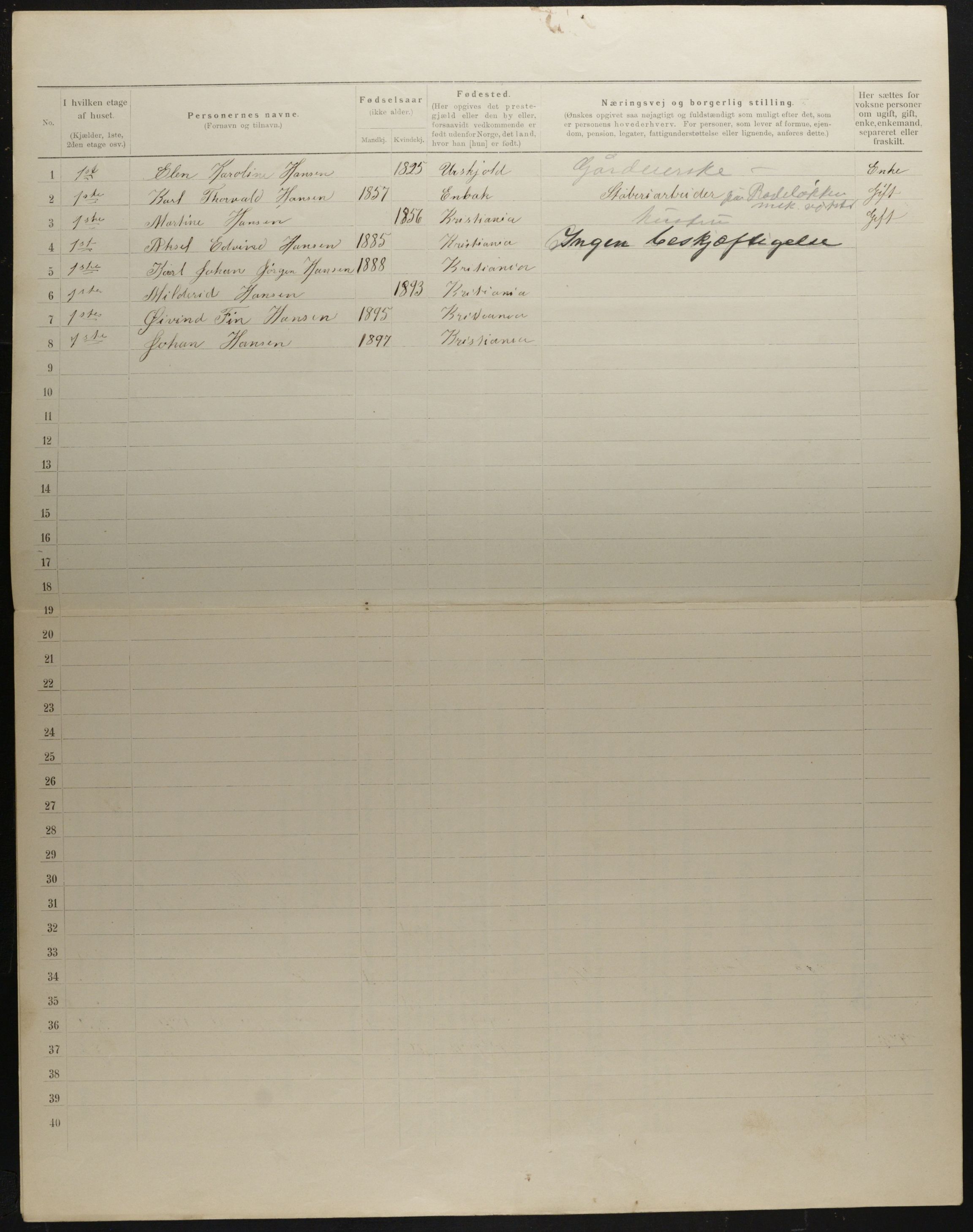 OBA, Municipal Census 1901 for Kristiania, 1901, p. 3466